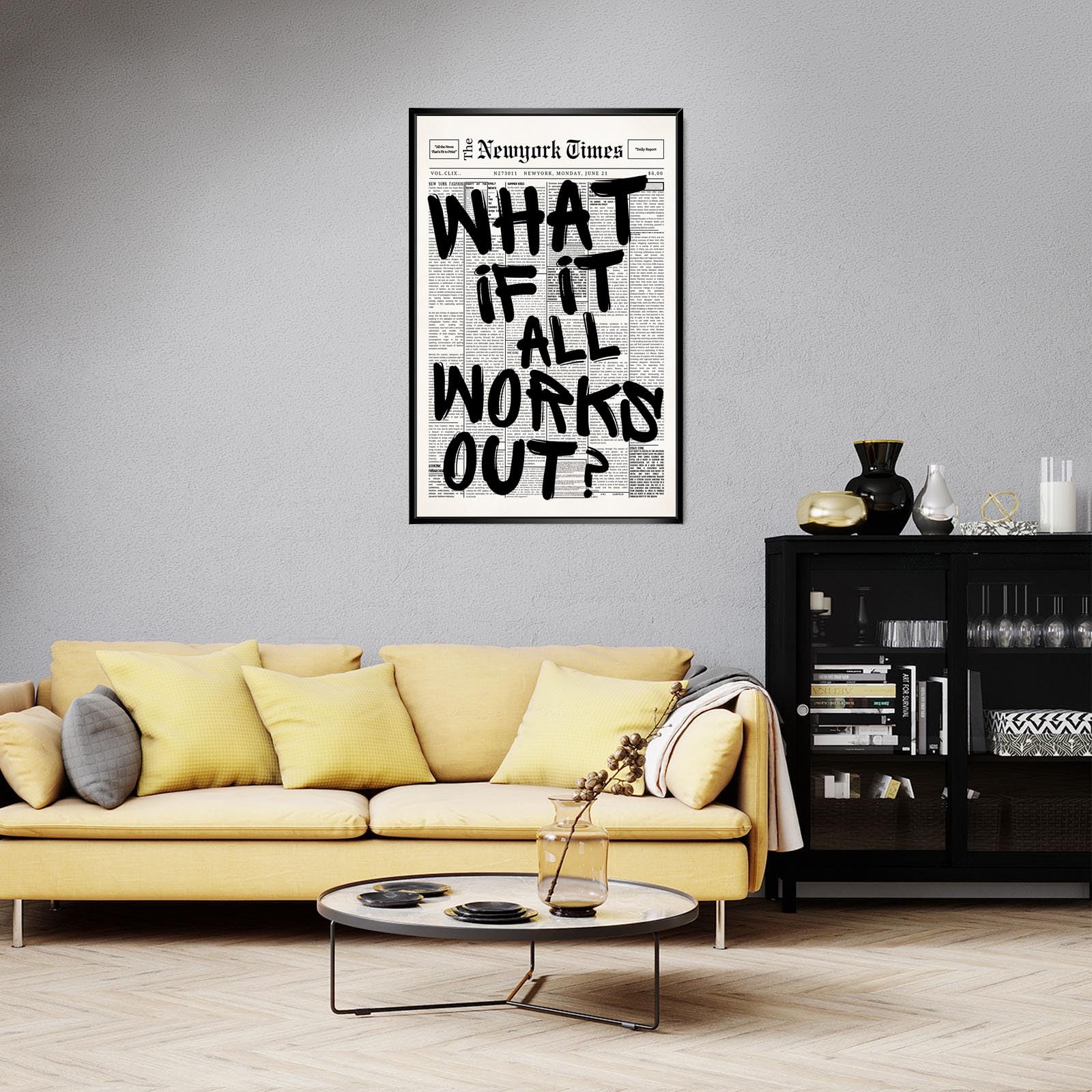 Unframed Black And White Newspaper Canvas Posters What If It All Works Out Wall Art Positive Affirmations Inspirational Quote Prints Painting For Living Room Bathroom Wall Decor 8x12in — view 4
