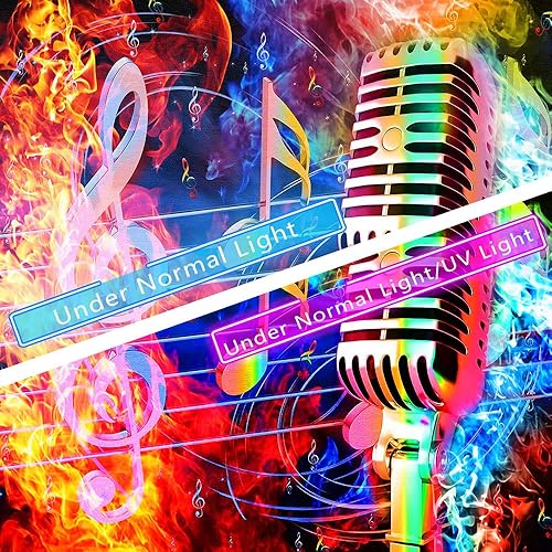 Miniatura 3 de TPMDFC YGTRLTP146 - Tapiz de música con luz negra, reactivo a los rayos UV, nota musical, tema genial, 80 x 60 pulgadas, tapices para colgar en la