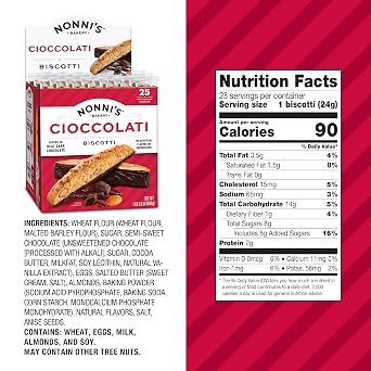 Nonni's Biscotti Value Pack, Cioccolati Dark Chocolate Almond, 50 Count