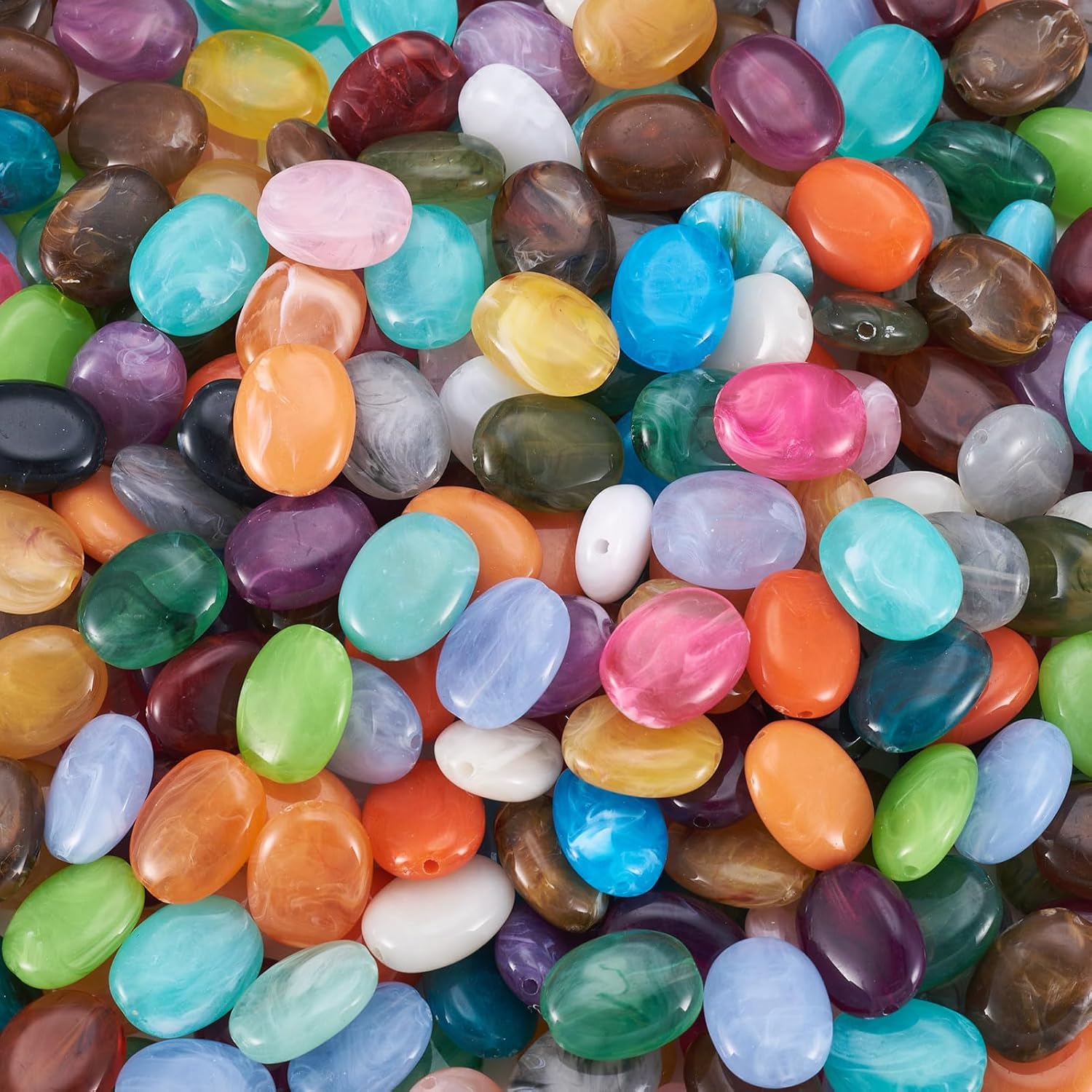Craftdady Multi Colors Acrylic Oval Spacer Beads 15x19mm About 340Pcs Colorful Plastic Imitation Gemstone Plastic Loose Beads for Jewelry Making Hole: 2mm - Image 7