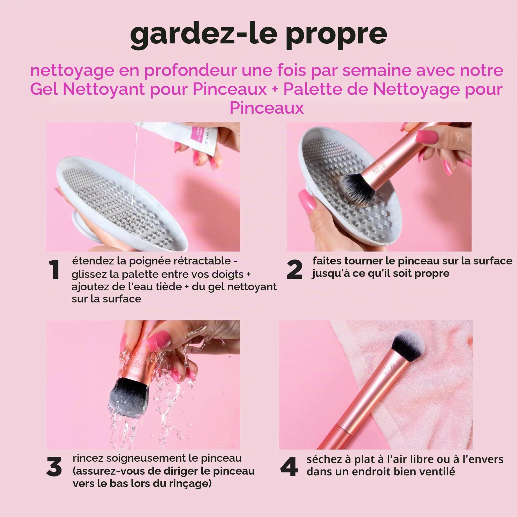 Real Techniques Kit de mini-pinceaux Real Technique Travel Fantasy, pinceaux de maquillage pour fard à paupières, surligneur, contour,ensemble de 11 pièces