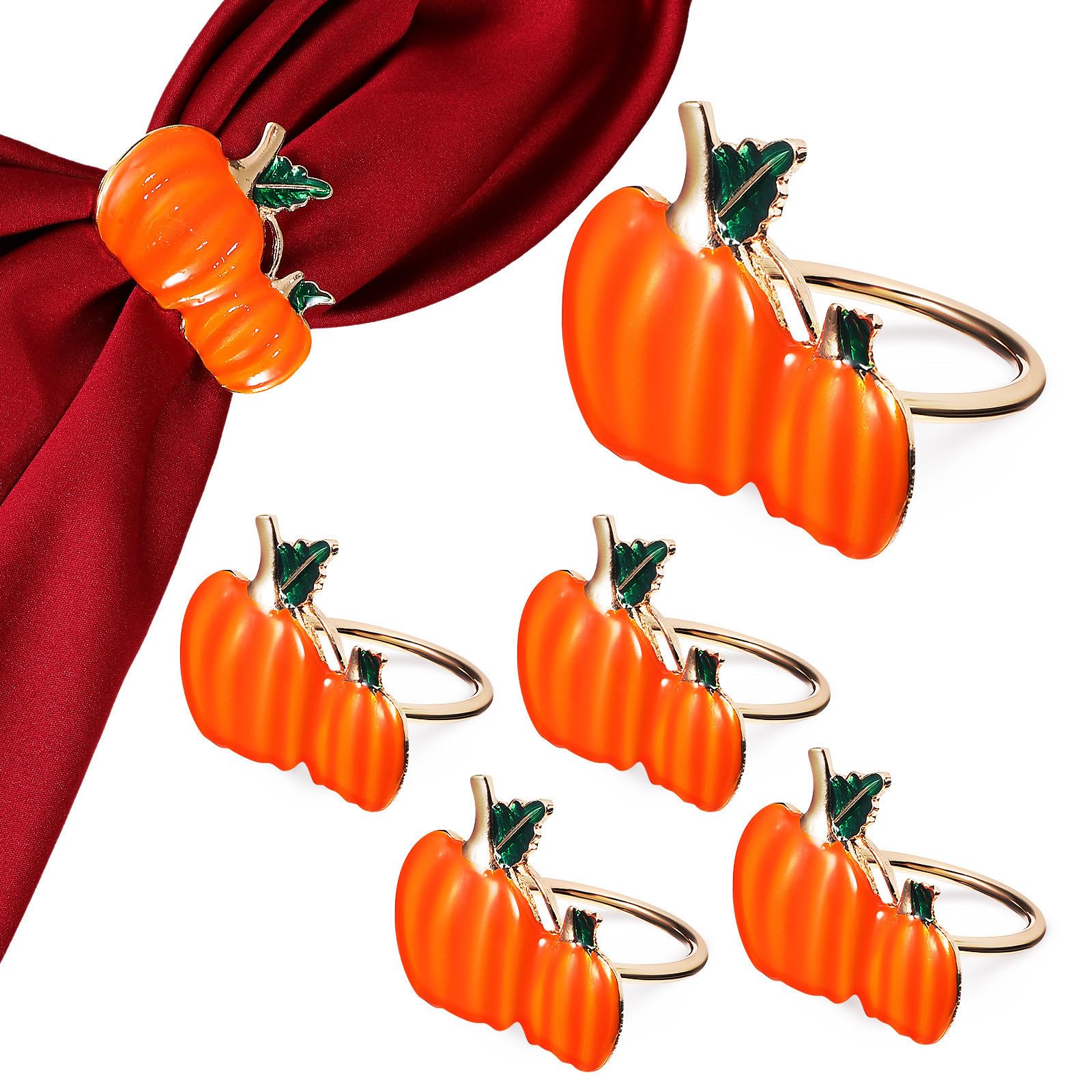 Servilletero de calabaza naranja para mesa de comedor, decoración festiva de Halloween