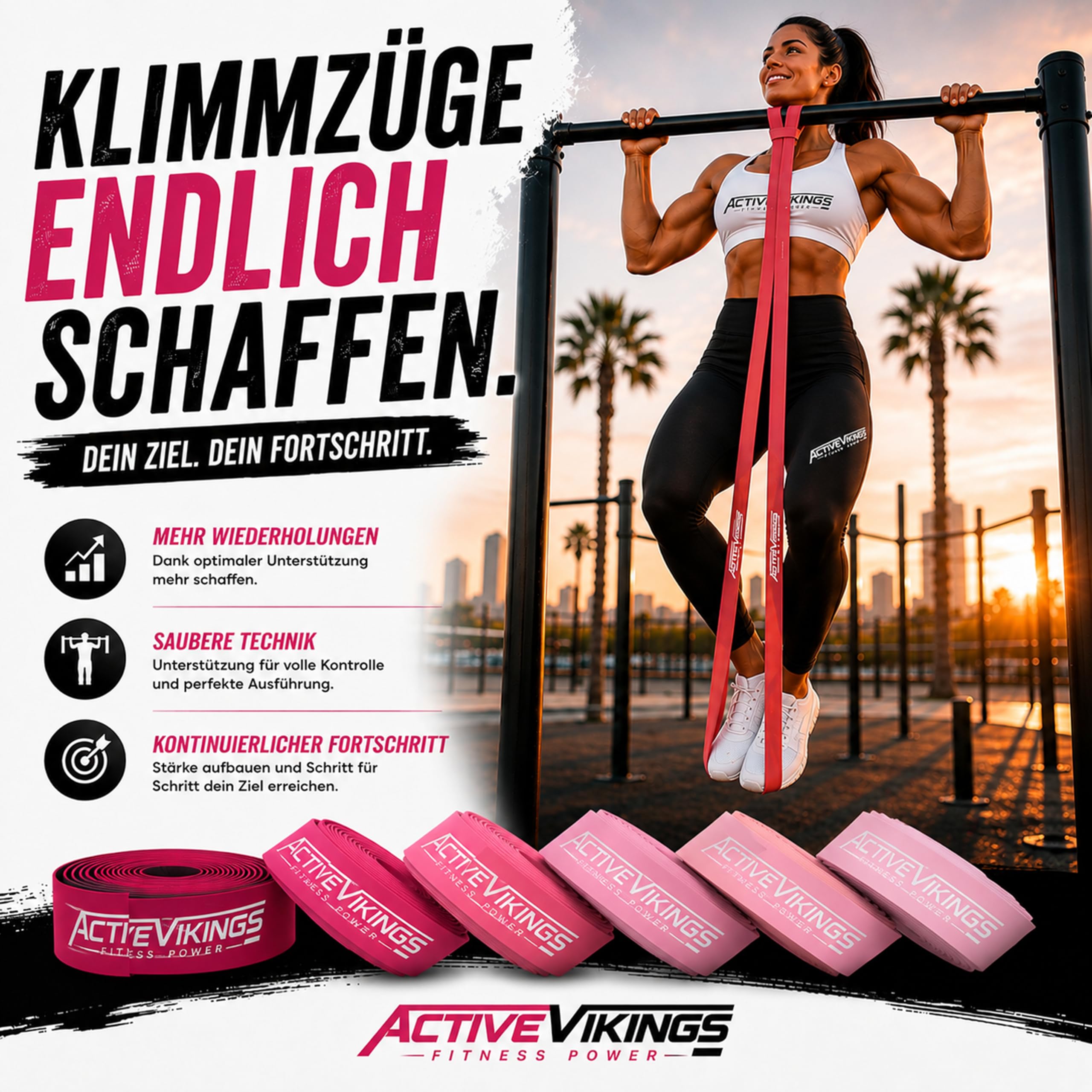 Valkyrie Edition PULL UP - Fasce elastiche per il fitness - Set ideale da 5 - fascia in tessuto per cintura di sicurezza
