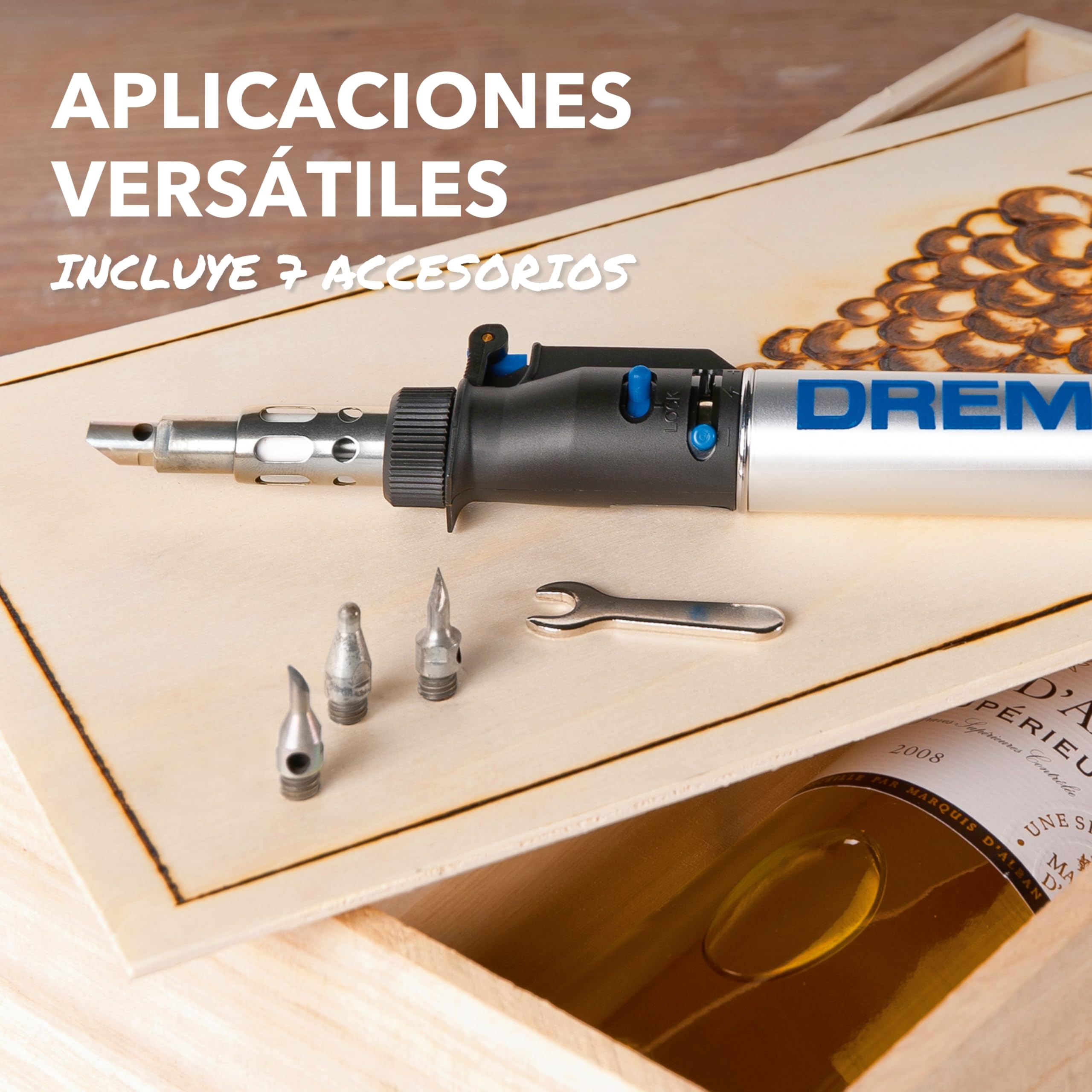 Dremel Versatip 2000 - Soldador sin cables, kit de soldadura de gas butano con 7 puntas intercambiables para quemado de madera, pirograbado, fabricación de joyas, artes y manualidades