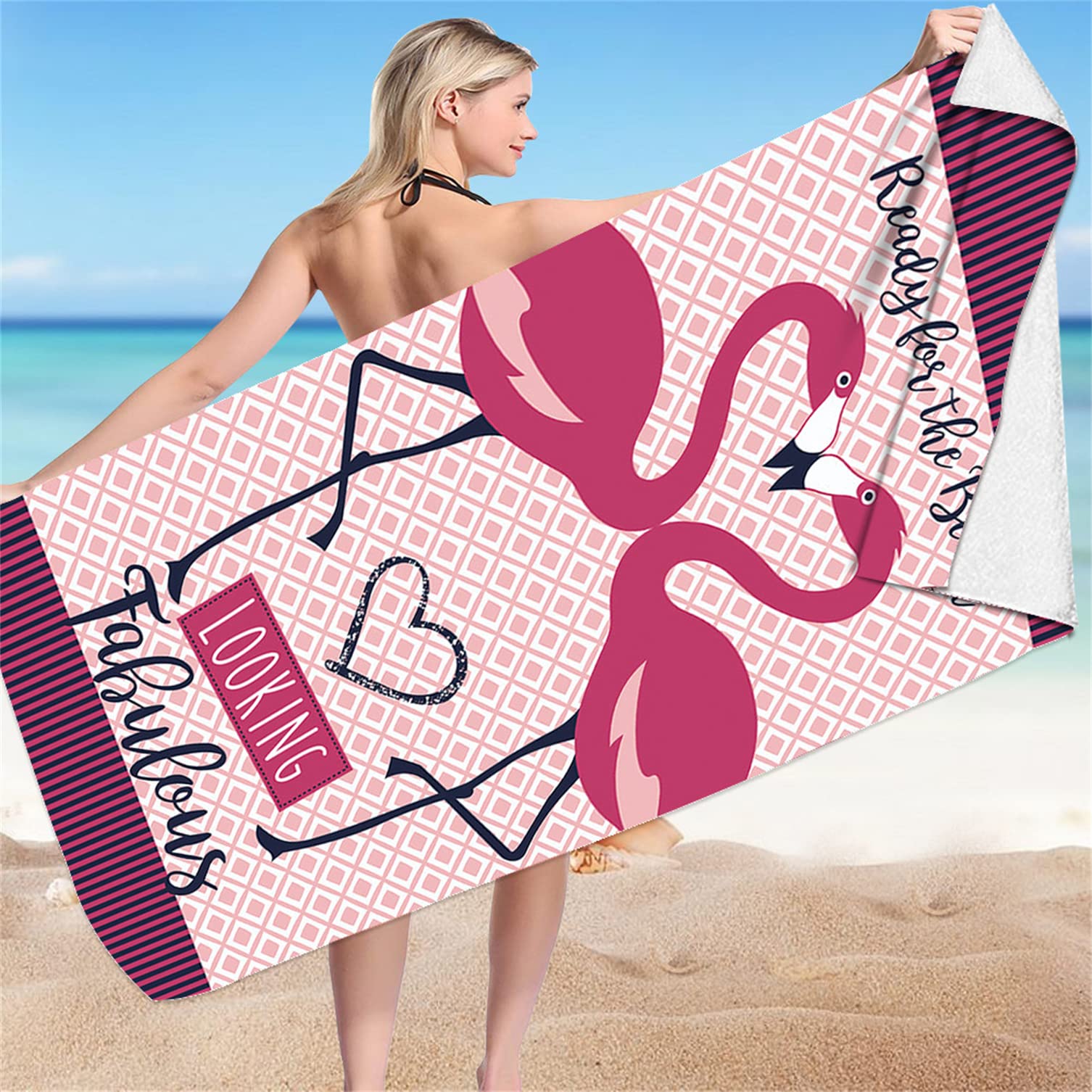 Large Beach Towel Microfibre Watermelon Pineapple Flamingo Pink Unicorn Printed Bath Towel for Children Adults Quick Drying Sports Towel Gym Shower Towel Travel Camping Towel (Colour 5,80x160 cm)