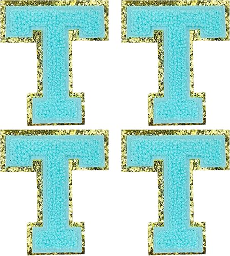Miniatura 54 de Jongdari Letras termo-adhesivas de felpilla para ropa, parches de letras del alfabeto con brillantina para coser, con adhesivo planchado, 4