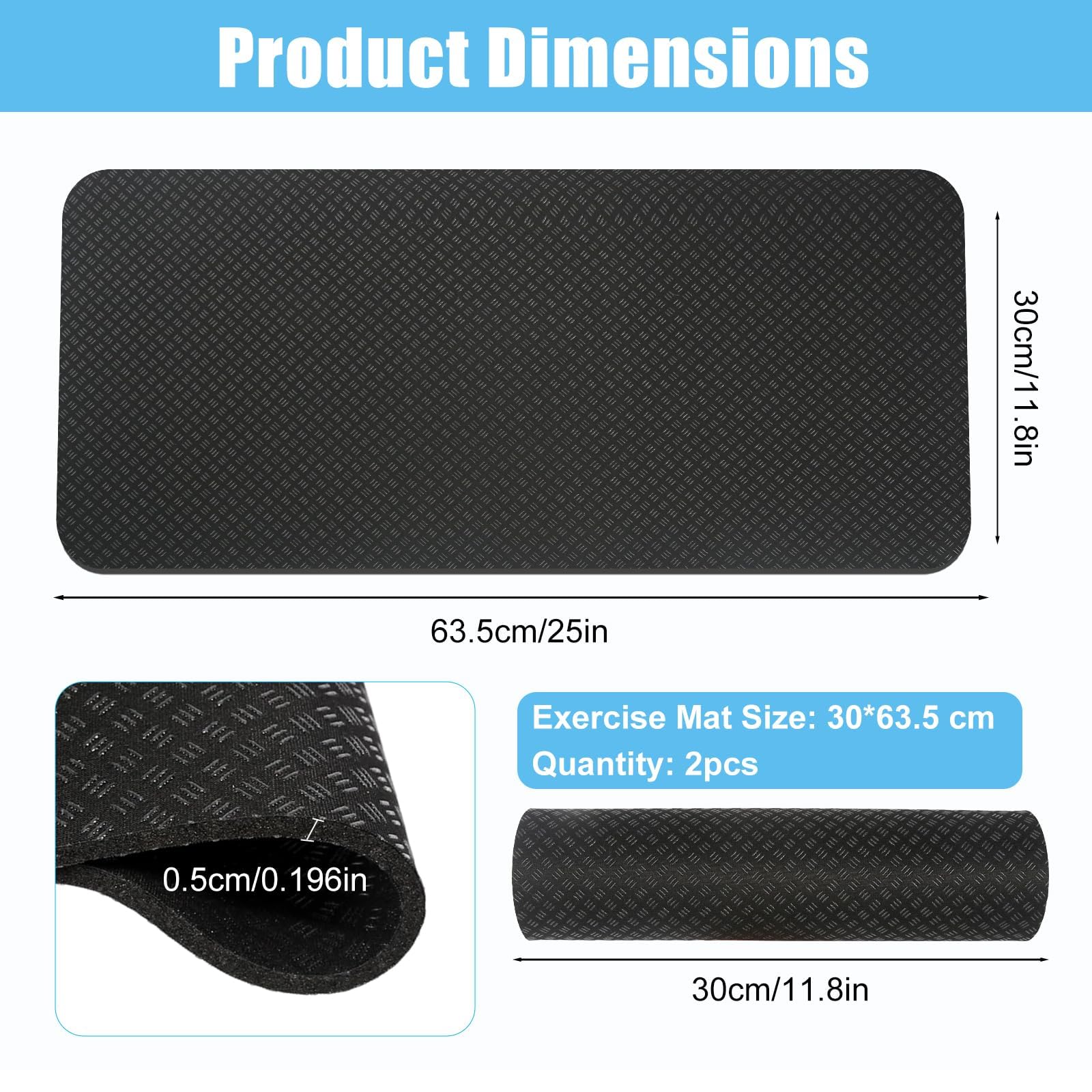 Esterilla protectora para el suelo, dispositivo de fitness, 2 unidades, de silicona de doble cara, antideslizante, resistente a los golpes, alfombrilla para aparatos de fitness, cinta de correr - 3