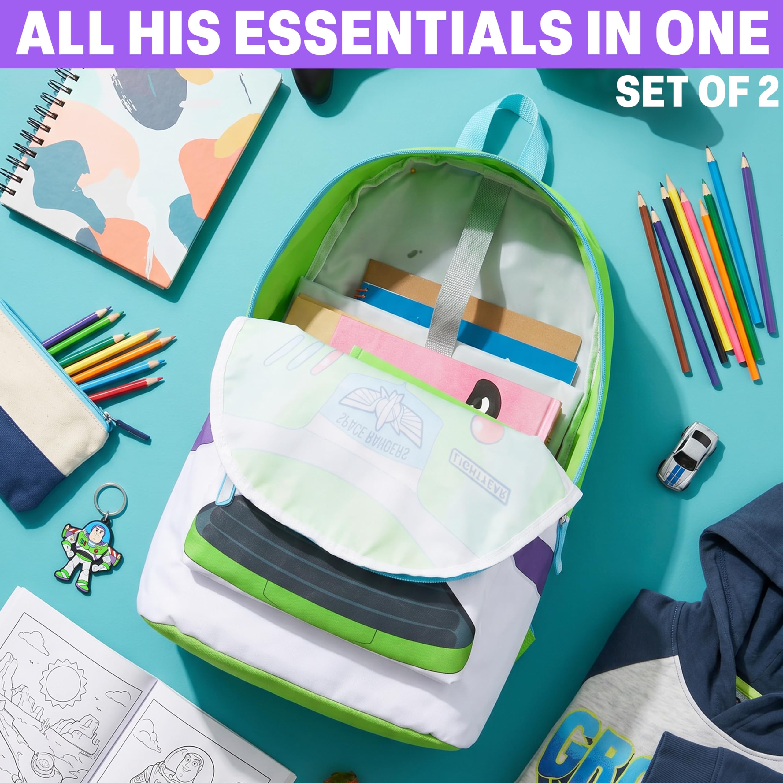 Get Trend Toy Story Buzz Lightyear Zaino Bambino con Borraccia 500ml, Set Zaino Scuola e Tempo Libero, Sport e Viaggio, Regalo Bambini (Multi Buzz)