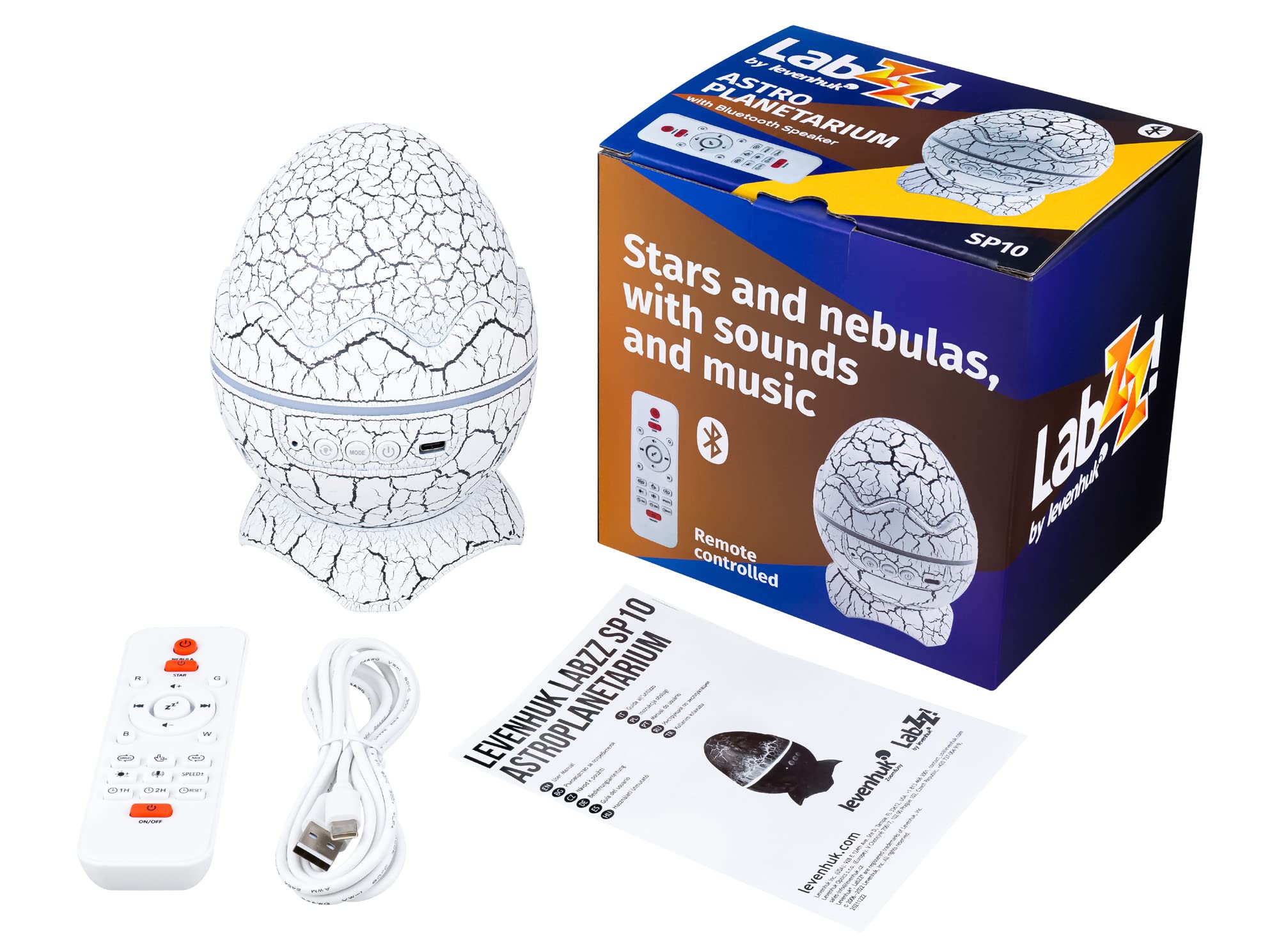 Levenhuk LabZZ SP10 White Pearl Astroplanetarium, Multicolored Starry Night Light Projector with Built-in Speaker - Image 2