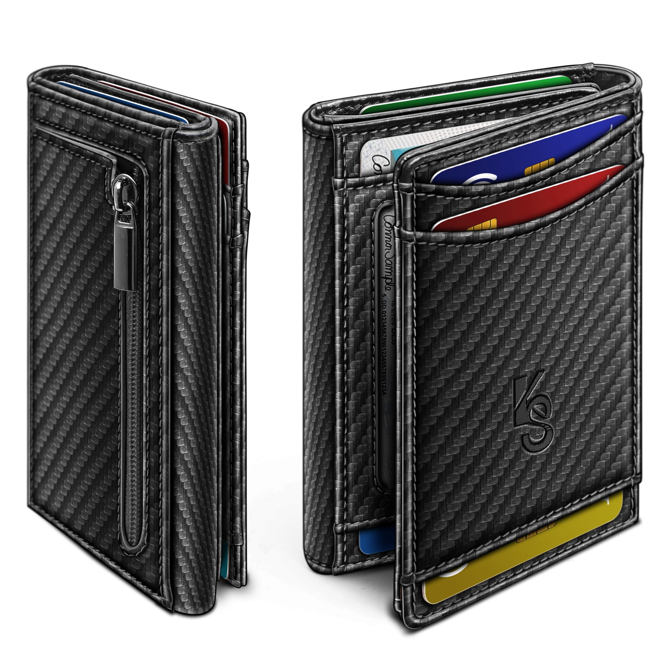 KEMISANT Men Wallet, Leather Wallet Card Holder 13Cards+Bill Pocket+Coin Slot