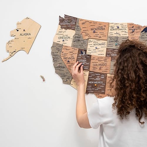 Miniatura 35 de Enjoy The Wood Mapa de Estados Unidos de madera lugares visitados – Mapa 3D de Estados Unidos mapa de viajes decoración de pared de madera – Mark