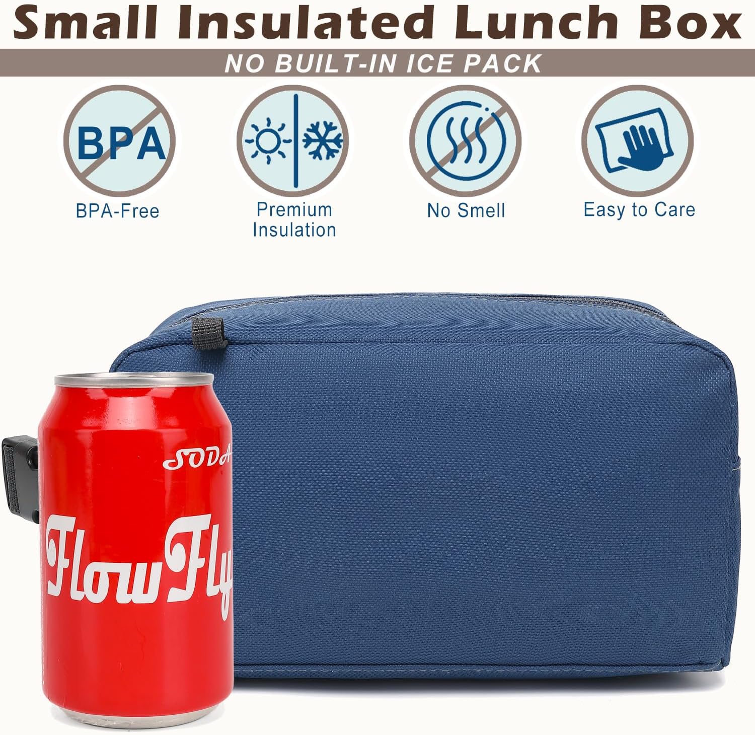 FlowFly Small Insulated Lunch box Portable Soft Bag Mini Cooler Thermal Meal Tote Kit with Buckle for Work, CyanWithBuckle image 2