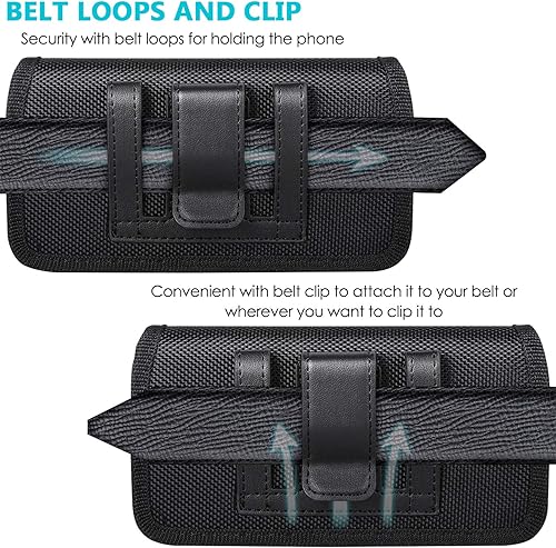 Miniatura 4 de Funda para cinturón compatible con iPhone 13, 12, 11 XR, funda de nailon resistente para teléfono celular con clip para cinturón y bucles, funda de