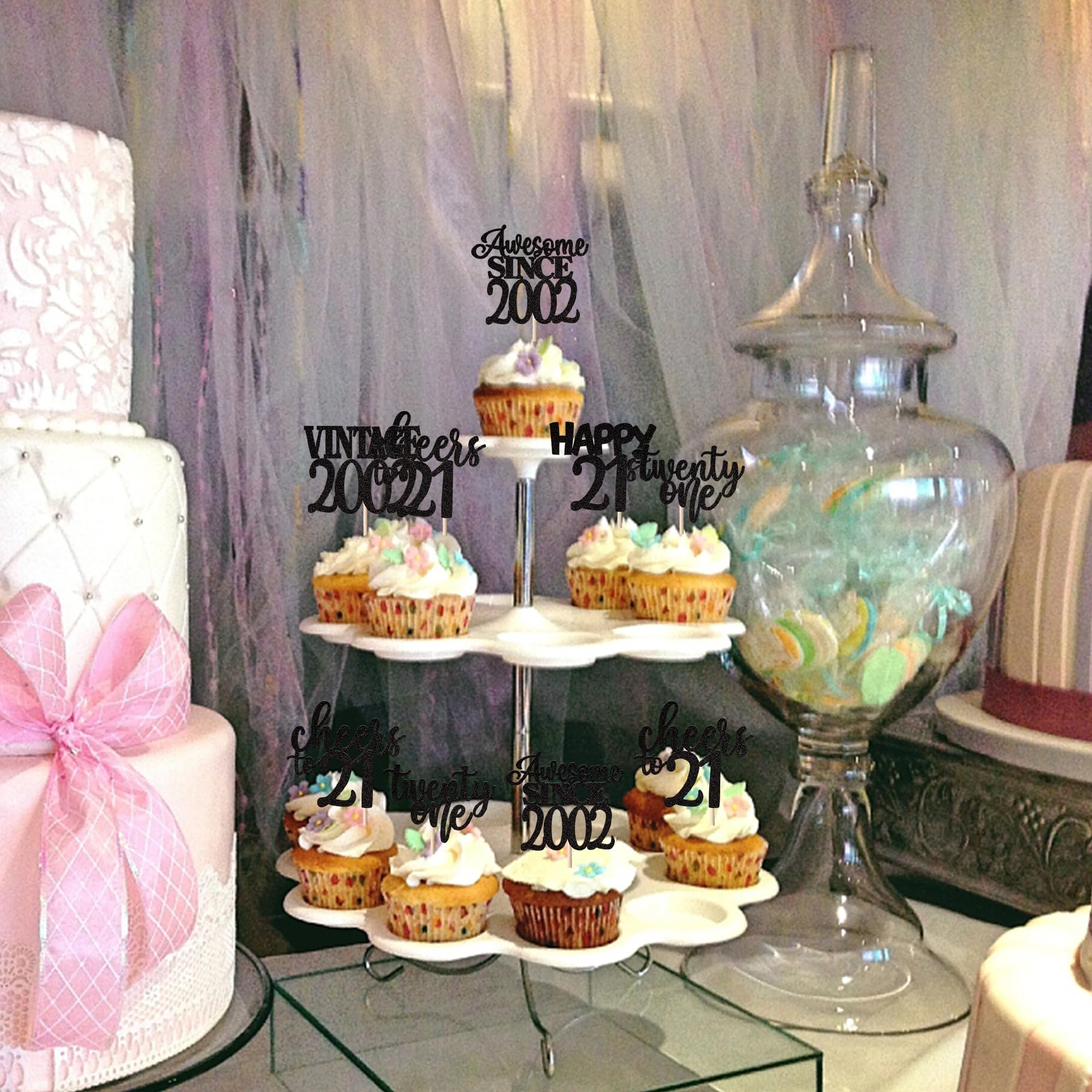 30 Cupcake-Topper 'Awesome Since 2002' – Goldene Tortendekoration Für 21. Geburtstag & Jubiläen
