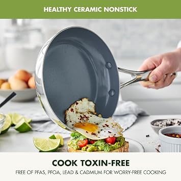 GreenPan Valencia Pro Stainless Steel 1.5QT Saucepan with Lid and 8 Frying Pan Skillet, Induction Mirrored Tri-Ply, Ceramic Nonstick PFAS-Free Coating, Induction, Dishwasher Safe, Oven &Broiler Safe