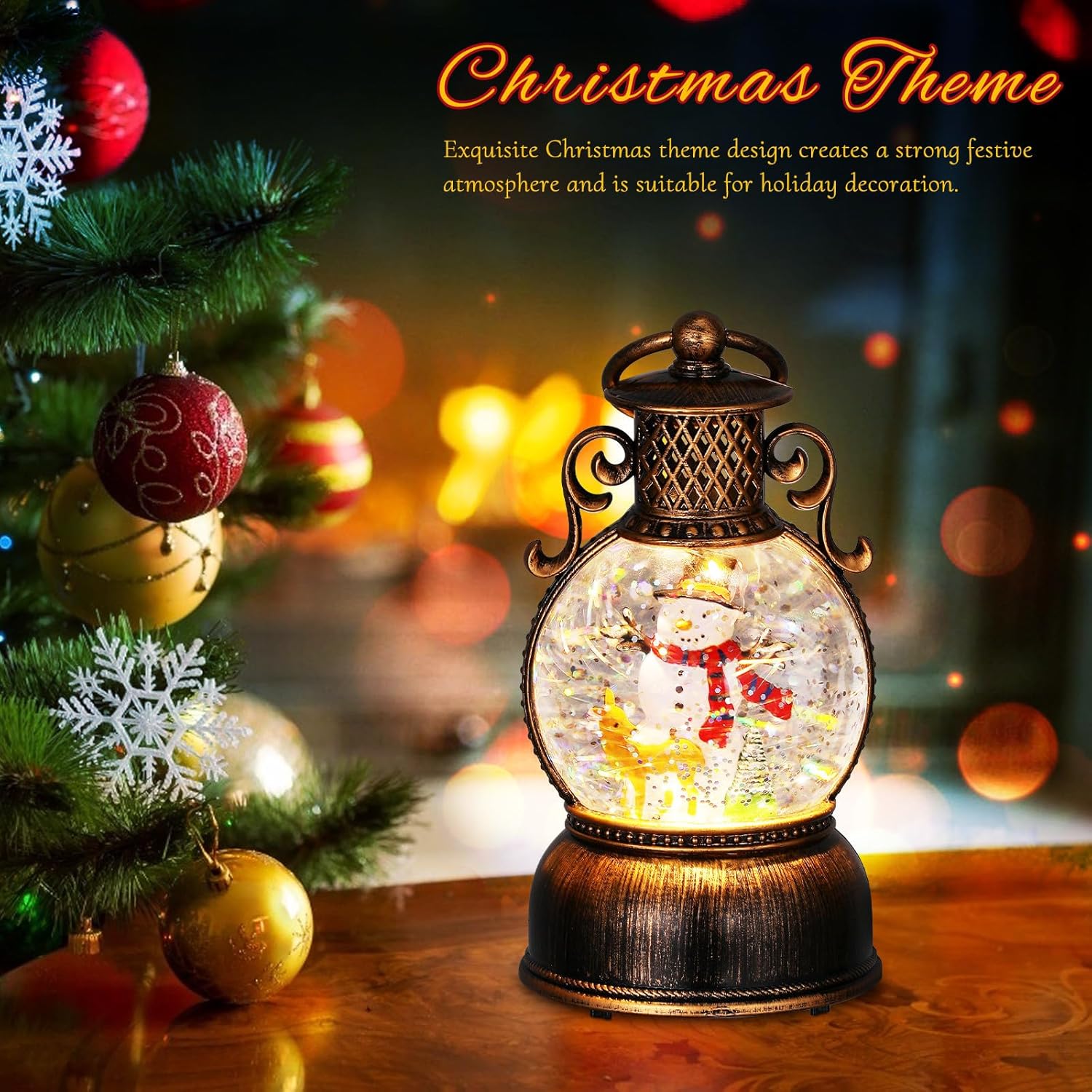 Ciieeo Christmas Snow Globe Lantern: Musical Snow Globe with Snowman - Festive Holiday Decoration for Home Decor and Gift Giving