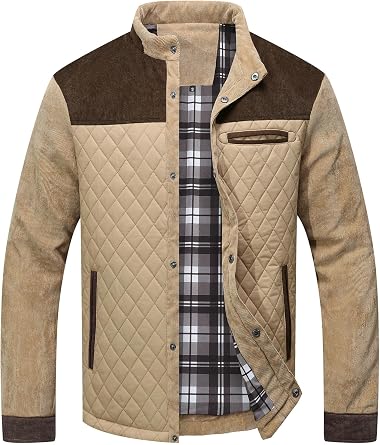 Zaitun Mens Diamond Quilted Puffer Down Jacket Lightweight Warm Windproof Puffer Jacket Coat Casual Button Down Shirts