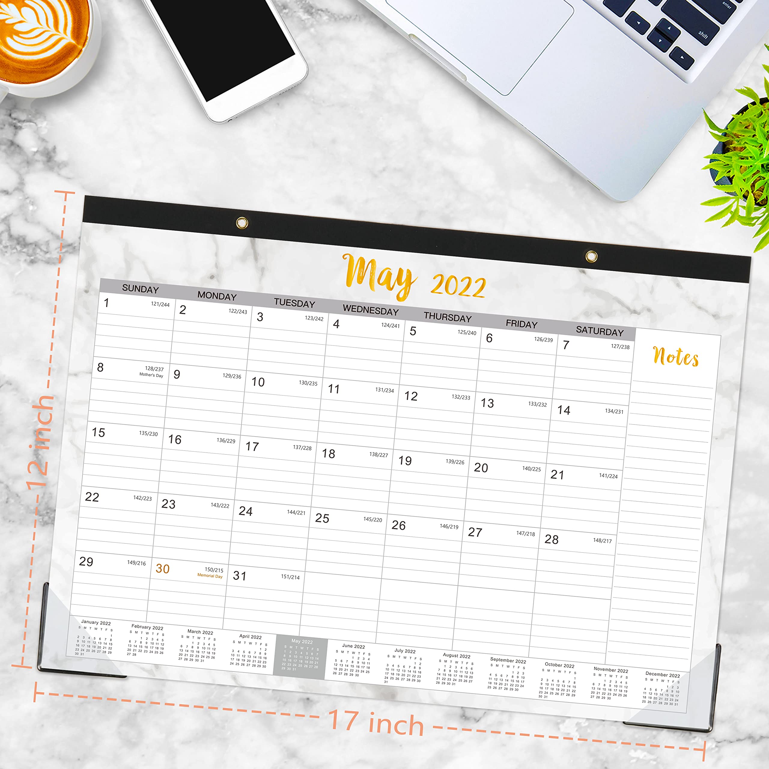 2022 Desk Calendar Desk Calendar 2022, Monthly Calendar 2022, 17" x