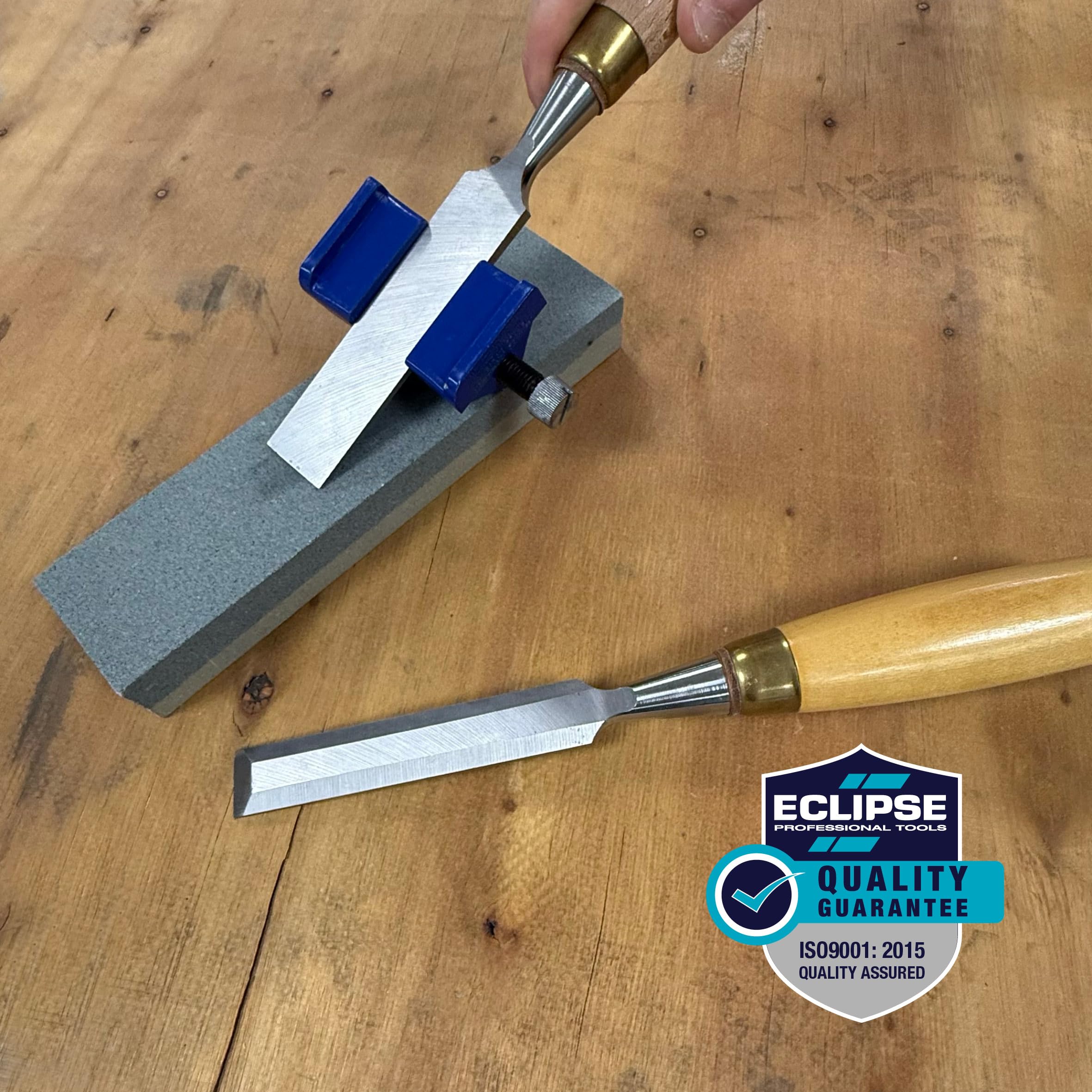 Eclipse Professional Tools 3PCHGK Kit di Affilatura e Lappatura 3 Pezzi – Guida di Affilatura, Pietra a Doppia Grana e Olio per Utensili da Legno