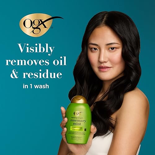 Miniatura 2 de OGX - Acondicionador de fuerza aclarante + romero y menta, acondicionador aclarante para cabello graso que ayuda visiblemente a eliminar el aceite y