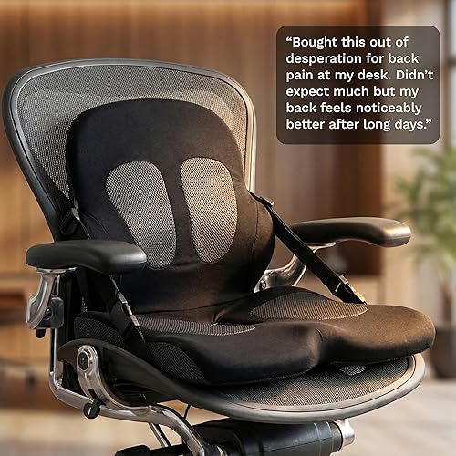 Miniatura 4 de Almohada de apoyo lumbar para silla de oficina  Cojín de espuma viscoelástica ajustable, desarrollado por médicos, alivio ergonómico de la presión y