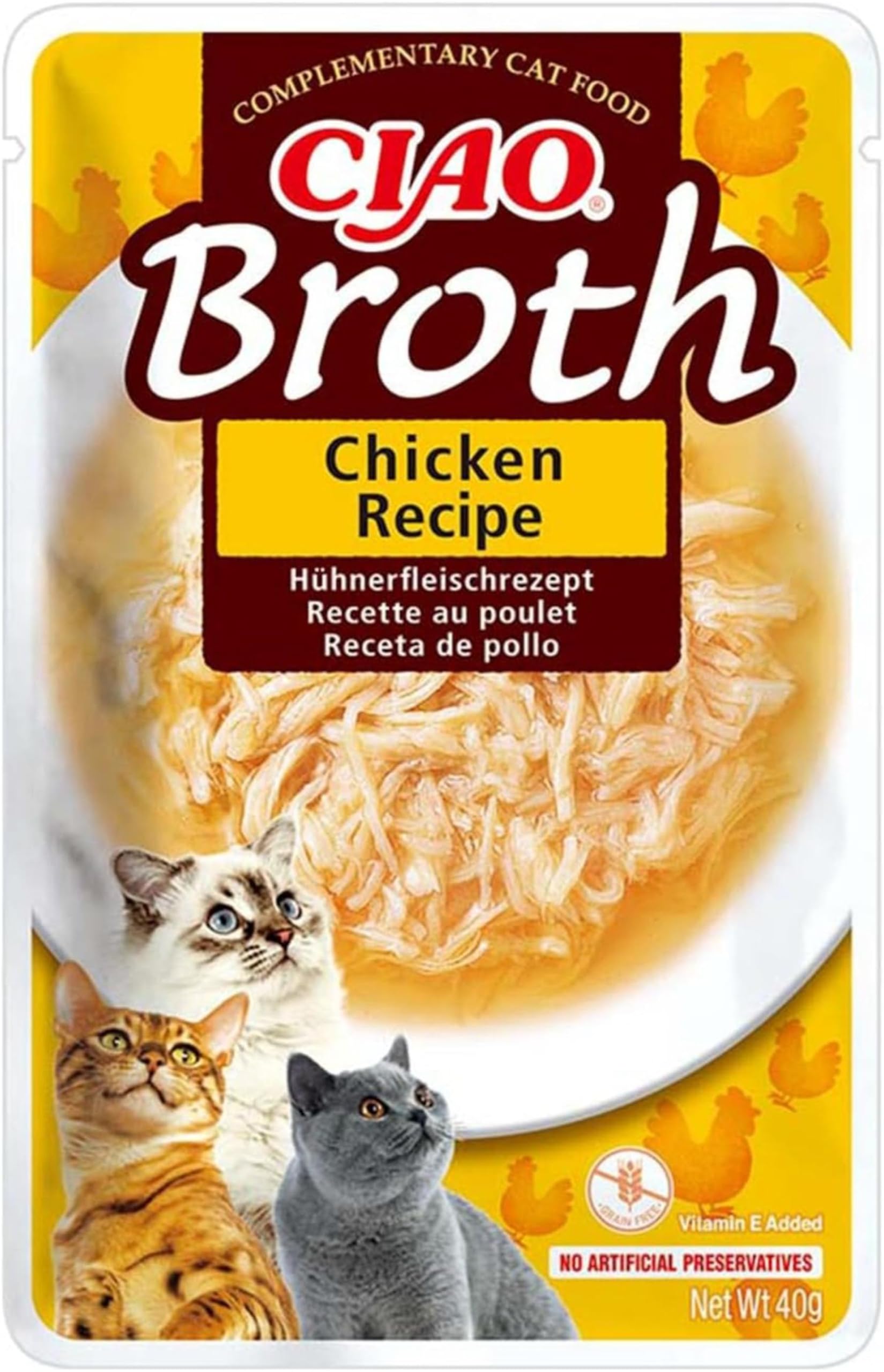 INABA Ciao Broth, Nassfutter für Katzen mit Huhnerfleisch, 40g