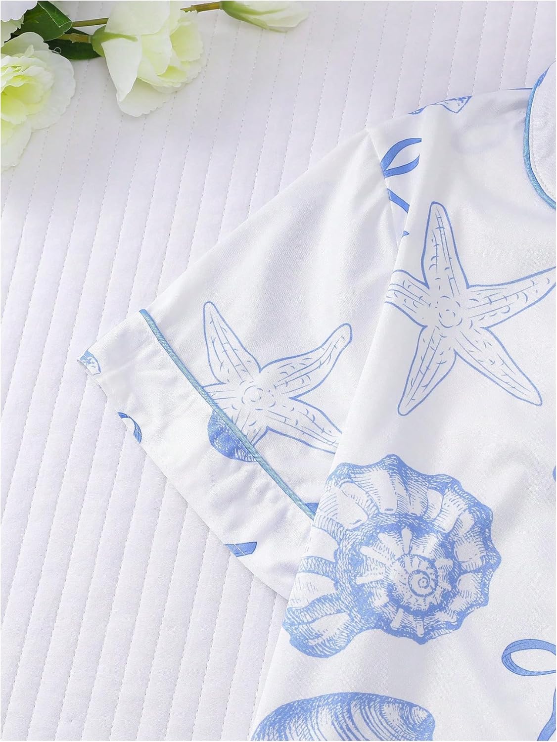 WDIRARA Women's Plus Size 2 Piece Ocean Animal Pajama Set Short Sleeve Button Down Shorts Pjs Sleepwear - Image 4