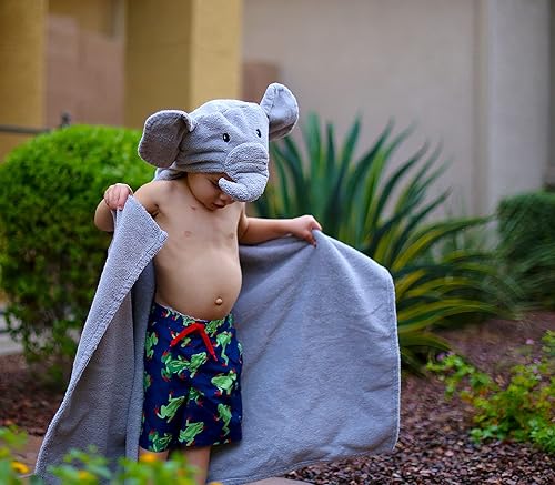 Miniatura 8 de Toalla de bebé con capucha para niños de 2 a 8 años  Toalla grande 100% algodón para niñas o niños  Lindas toallas de baño de elefante para bebés y