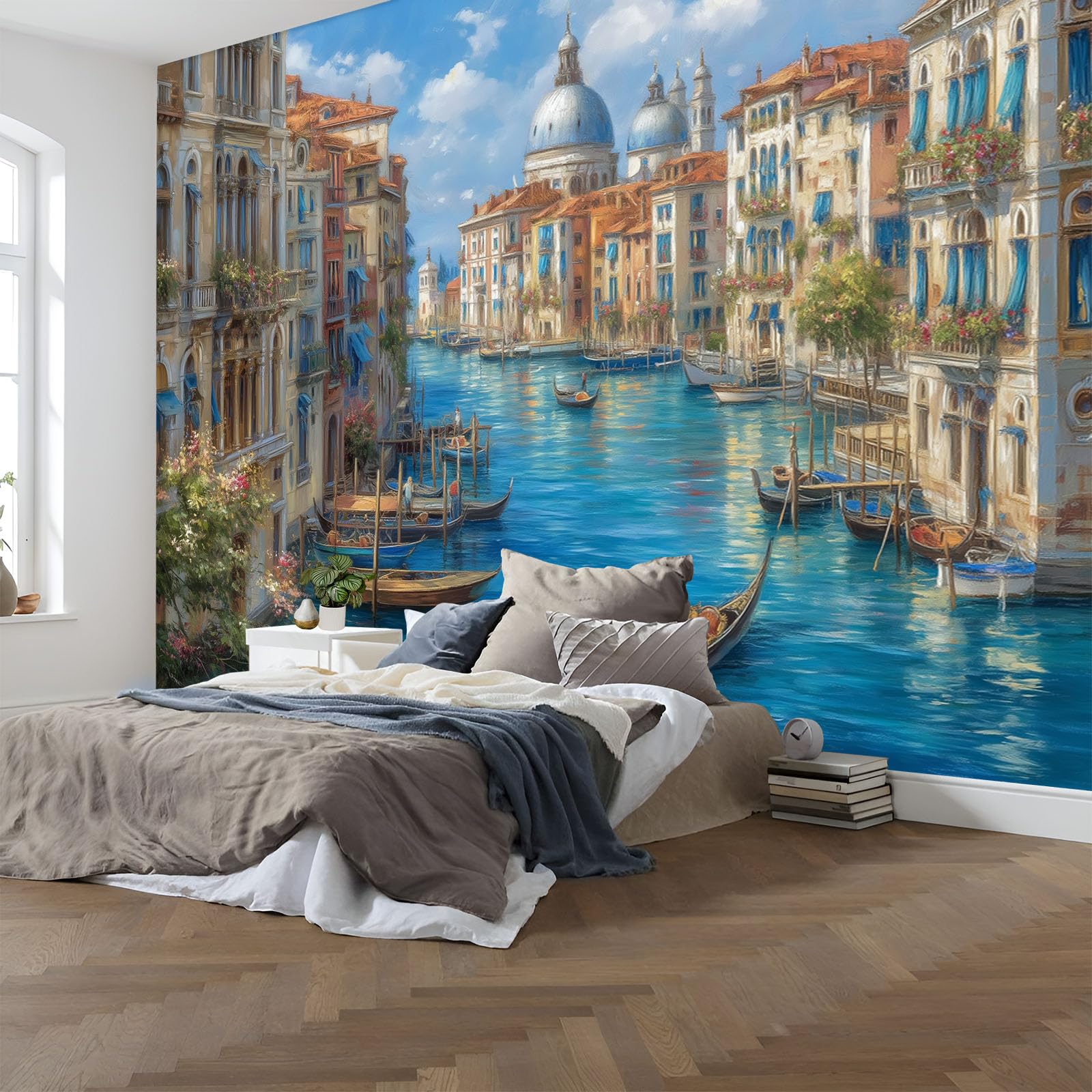 Papier peint panoramique Italie : fresque murale intissée rétro 150x105 cm