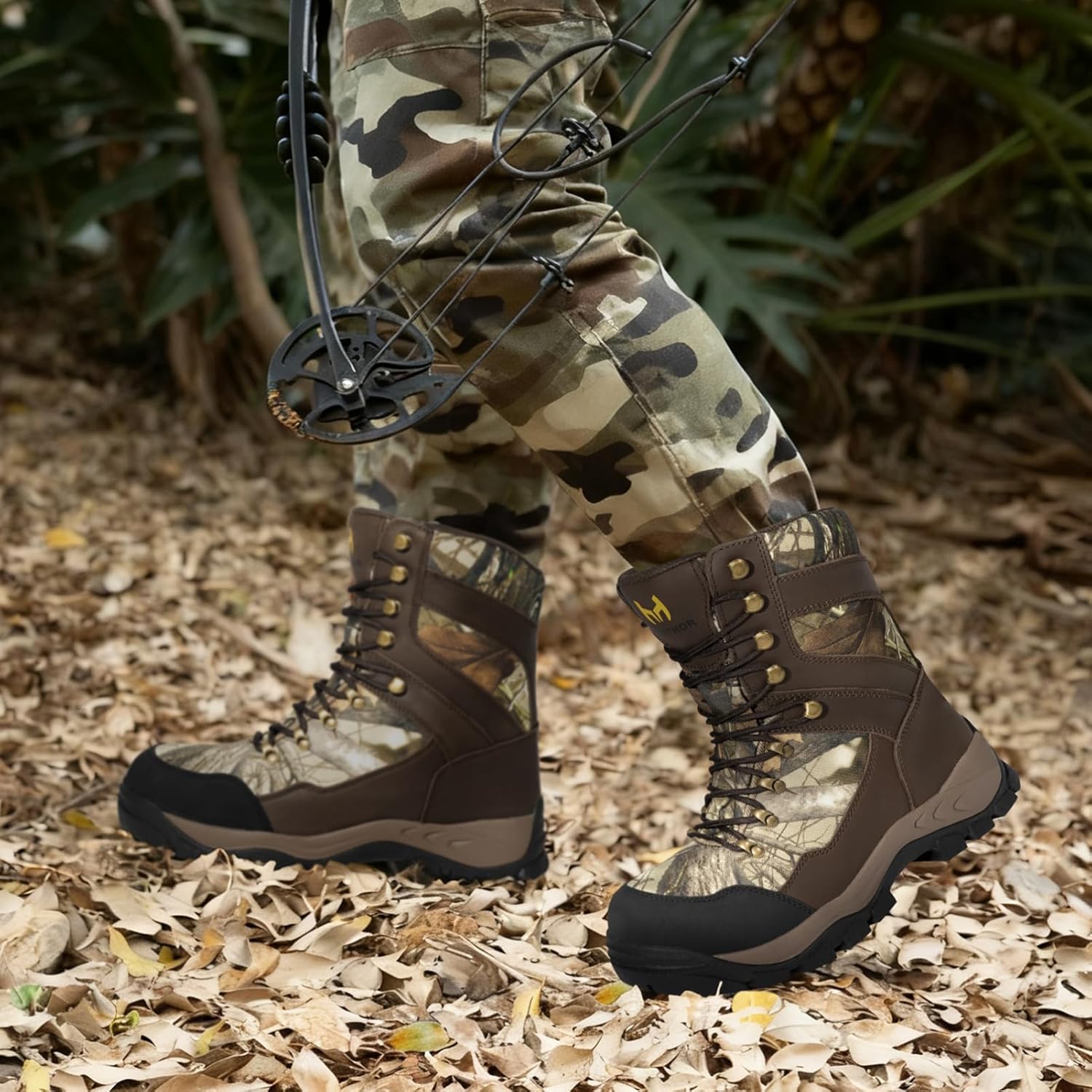 Hunting Boots for Men, 1000g Insulated with EVA Midsole, Waterproof Leather Hiking Next Camo G2 Outdoor Boots, Warm Cold Weather, Lightweight and Breathable Shoes (Size 7-14) - Image 3