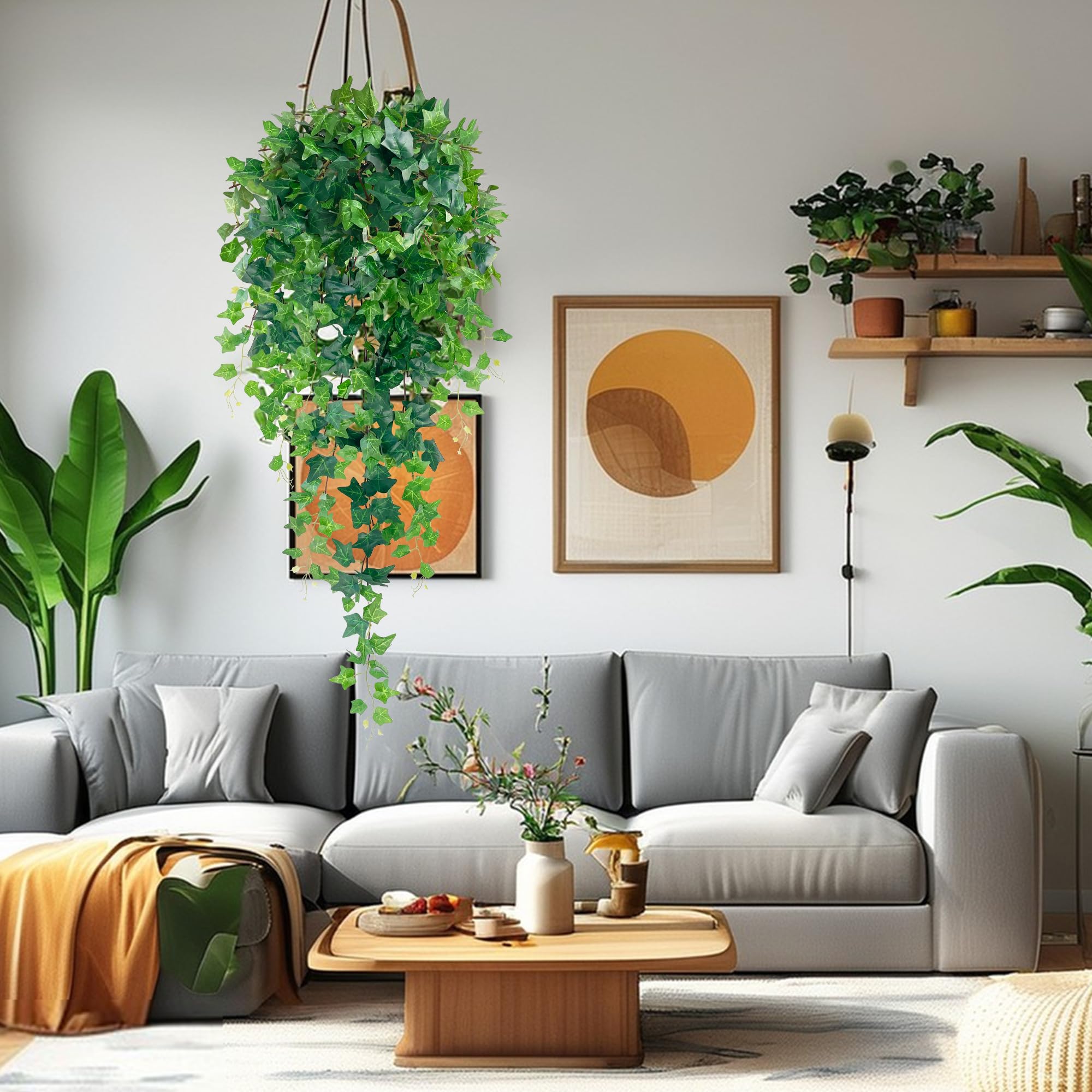 YMIFEEY Edera Finta Da Interno Esterno Piante Finte Cadente 120cm Piantina Finta Cadenti Decorativa Foglie Artificiale Fake Plants Rampicanti Per La Casa, Camera Da Letto Home Decor