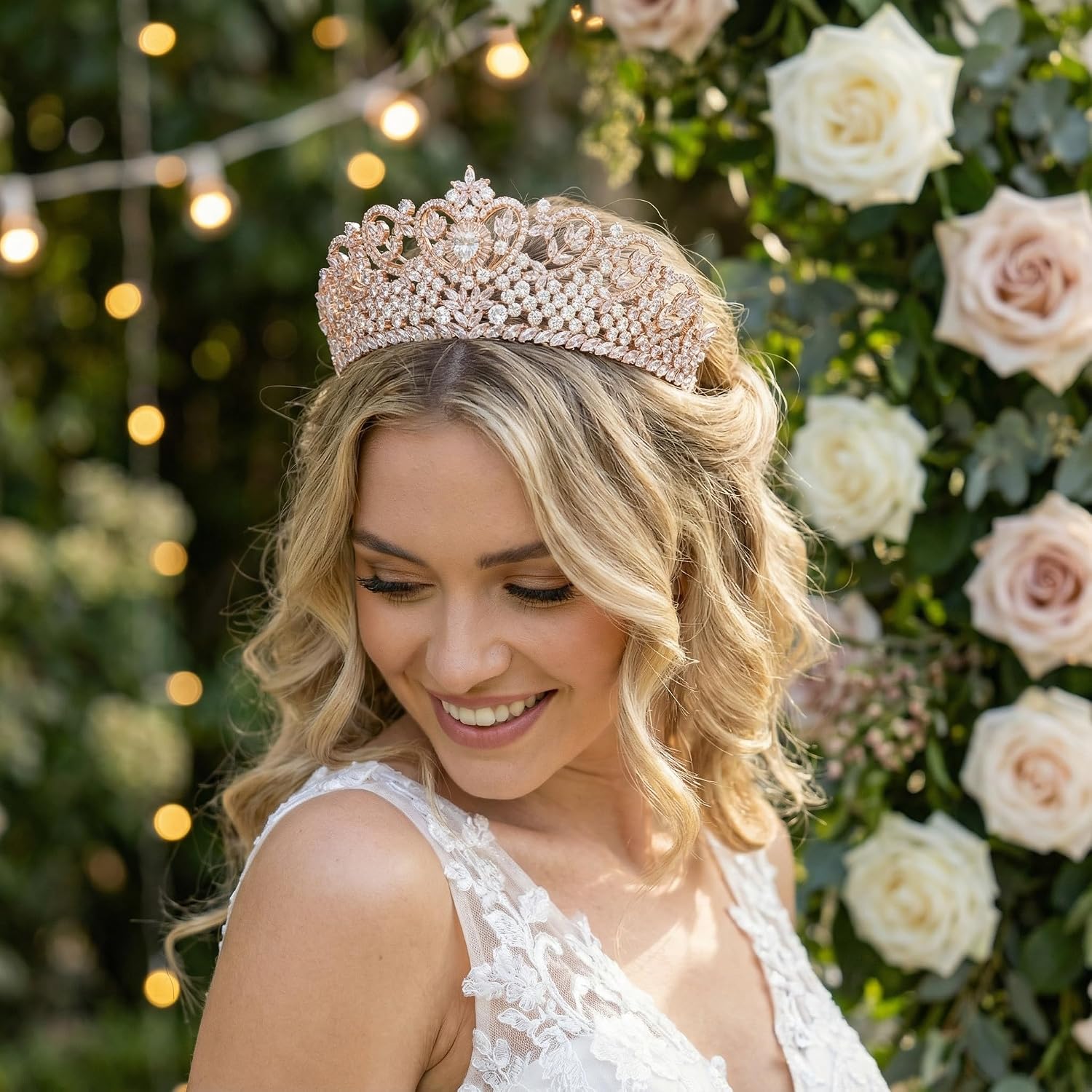 Silver Crystal Crowns and Tiaras Wedding Tiaras for Bride 5A Cubic Zirconia Quinceanera Crown Heart Shape Big Princess Pageant Prom Party Headband CZ Crystal Hair Accessories Bridal Headpieces