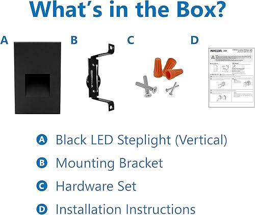 Miniatura 5 de NICOR Lighting STW11203KVBK - Luz de paso STW, 3x5, color negro