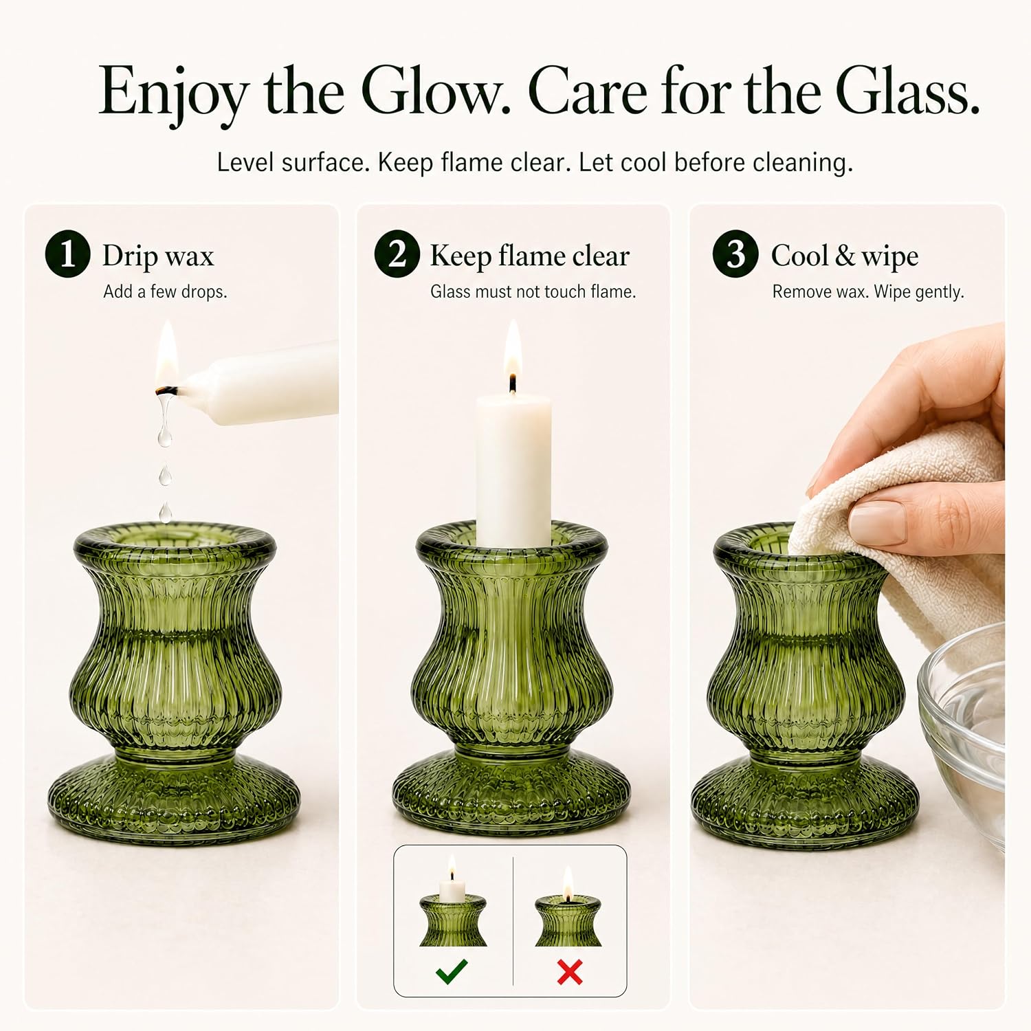 Colorful Glass Candlestick Holders, 6 Glass Taper Candle Holders