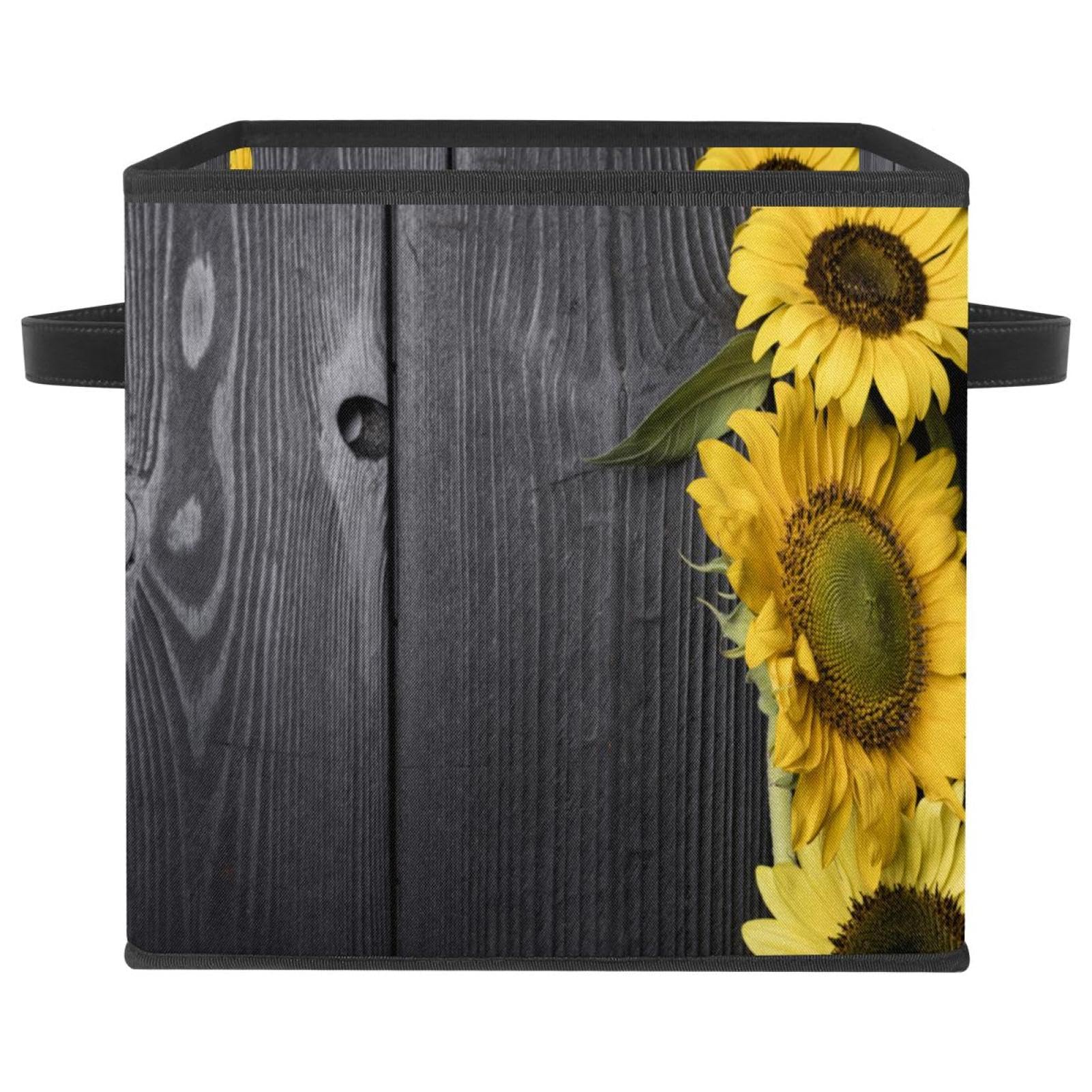 Boîte de rangement pliable tournesol en tissu pour placard et chambre
