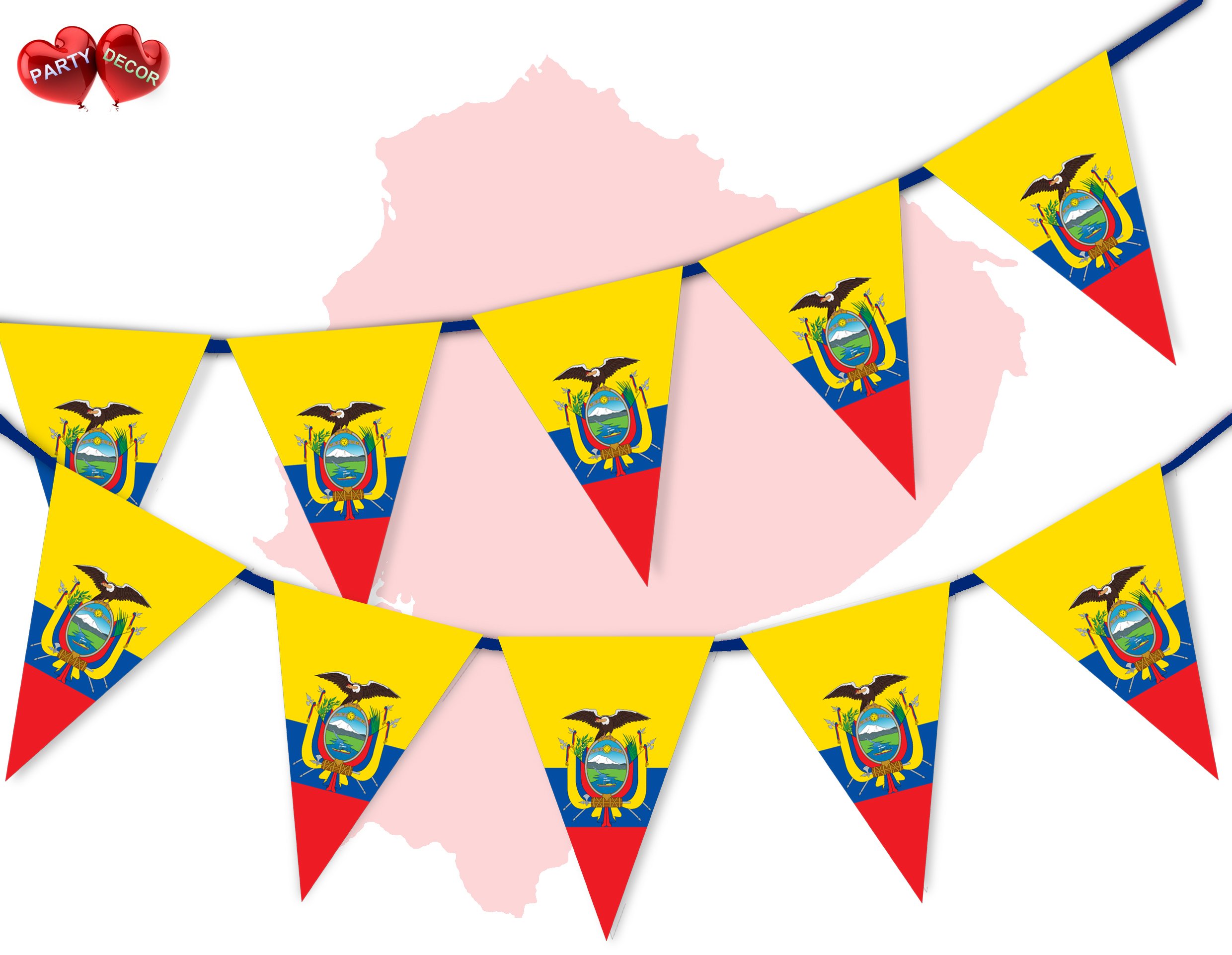 Party Decor Ecuador Full Flag Patriotic Themed Bunting Banner 15 Triangle flags for guaranteed simply stylish party National Royal decoration