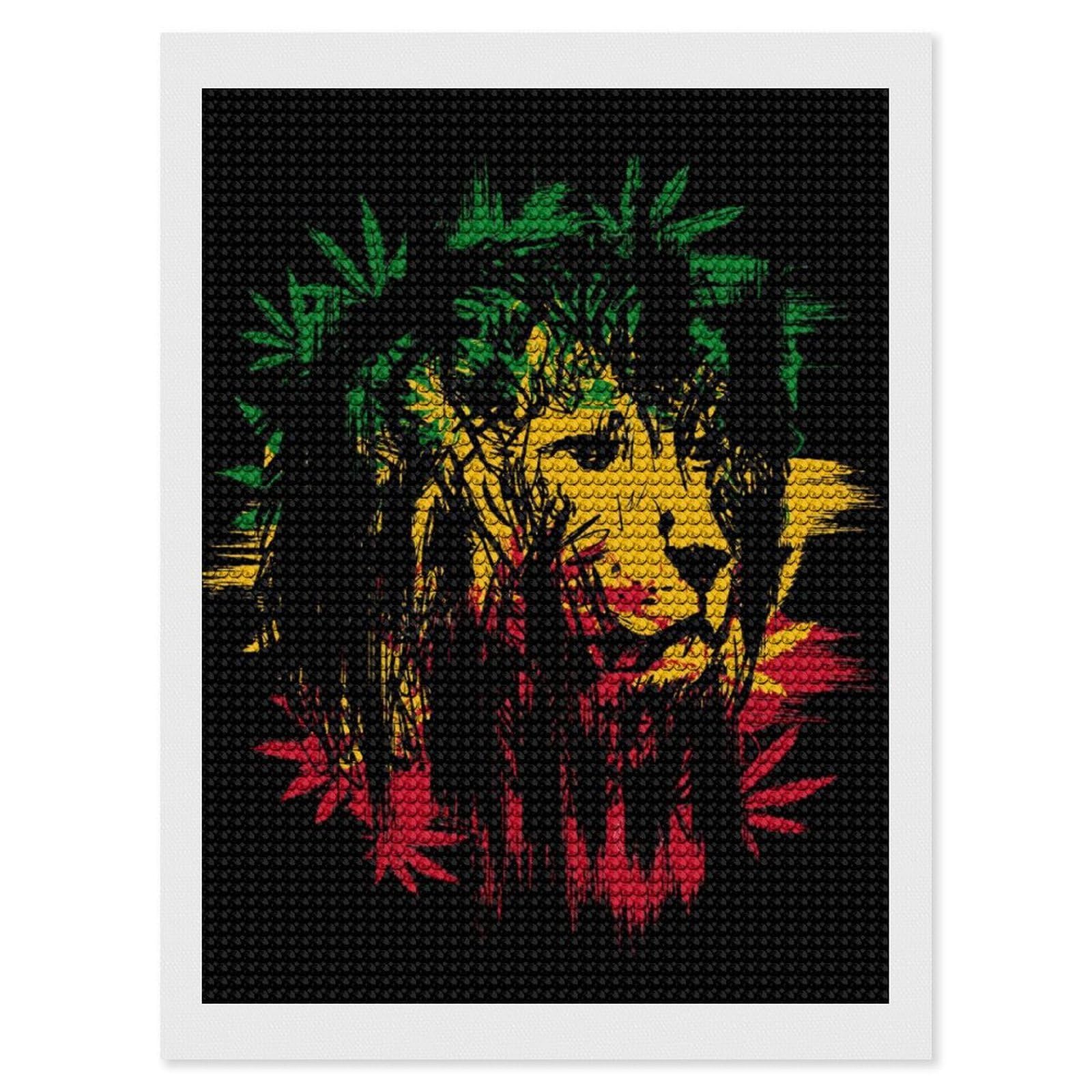 Nclqvjxzkhw Style Rasta Lion Diamond Art Painting For Adult Round Diamonds Pictures Arts Crafts Home Wall Decor 12"X16"