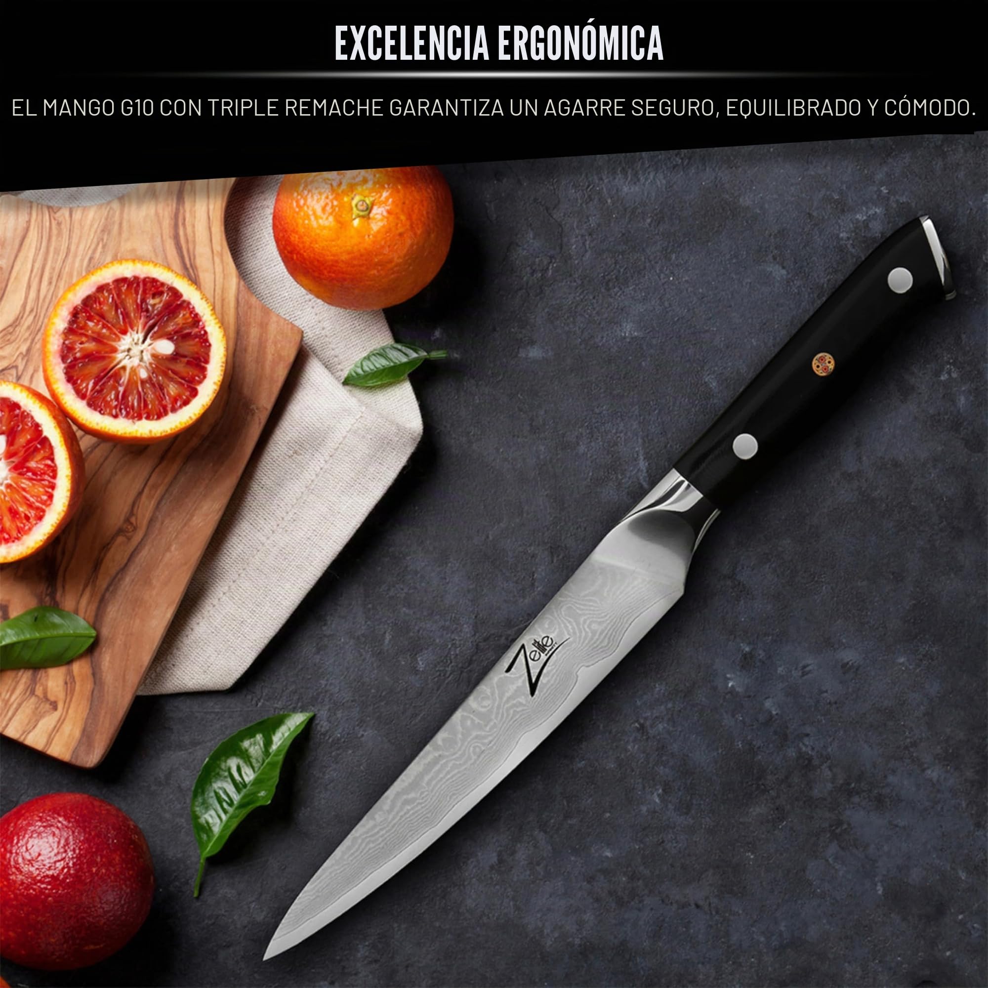Cuchillos Cocina Multiusos de 15 cm- Utensilios Cocina Serie Alpha-Royal, Acero de Damasco Japonés AUS-10 de 67 Capas - Afilado de Navaja, Excelente Consistencia de Corte
