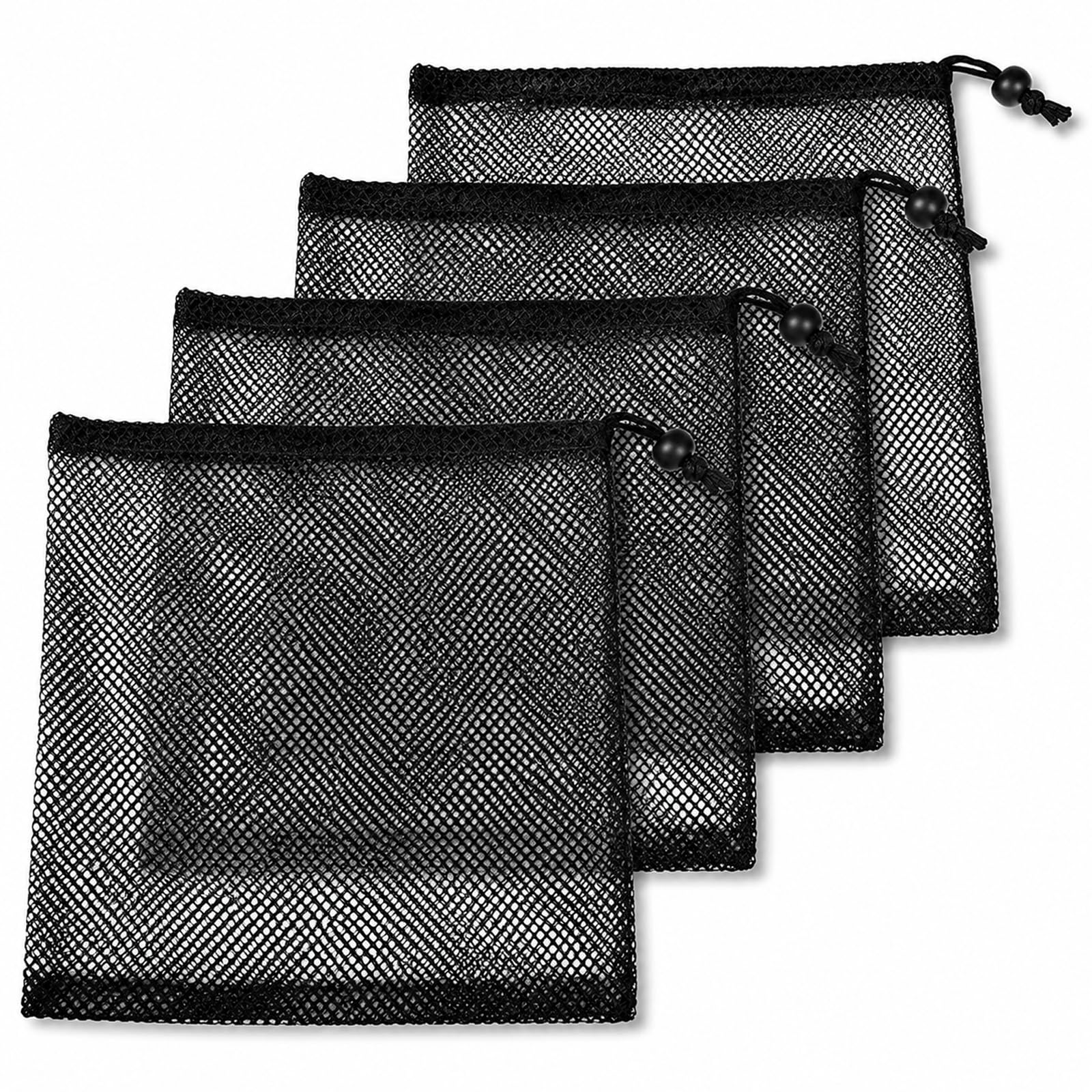 4 Pcs Mesh Drawstring Bags with Breathable Nylon Net – Travel Storage