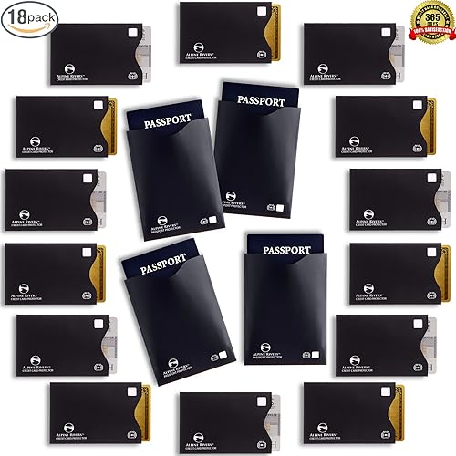 Miniatura 7 de 18 fundas de bloqueo RFID 14 soportes para tarjetas de crédito y 4 protectores para pasaportes conjunto de protección premium contra robo de