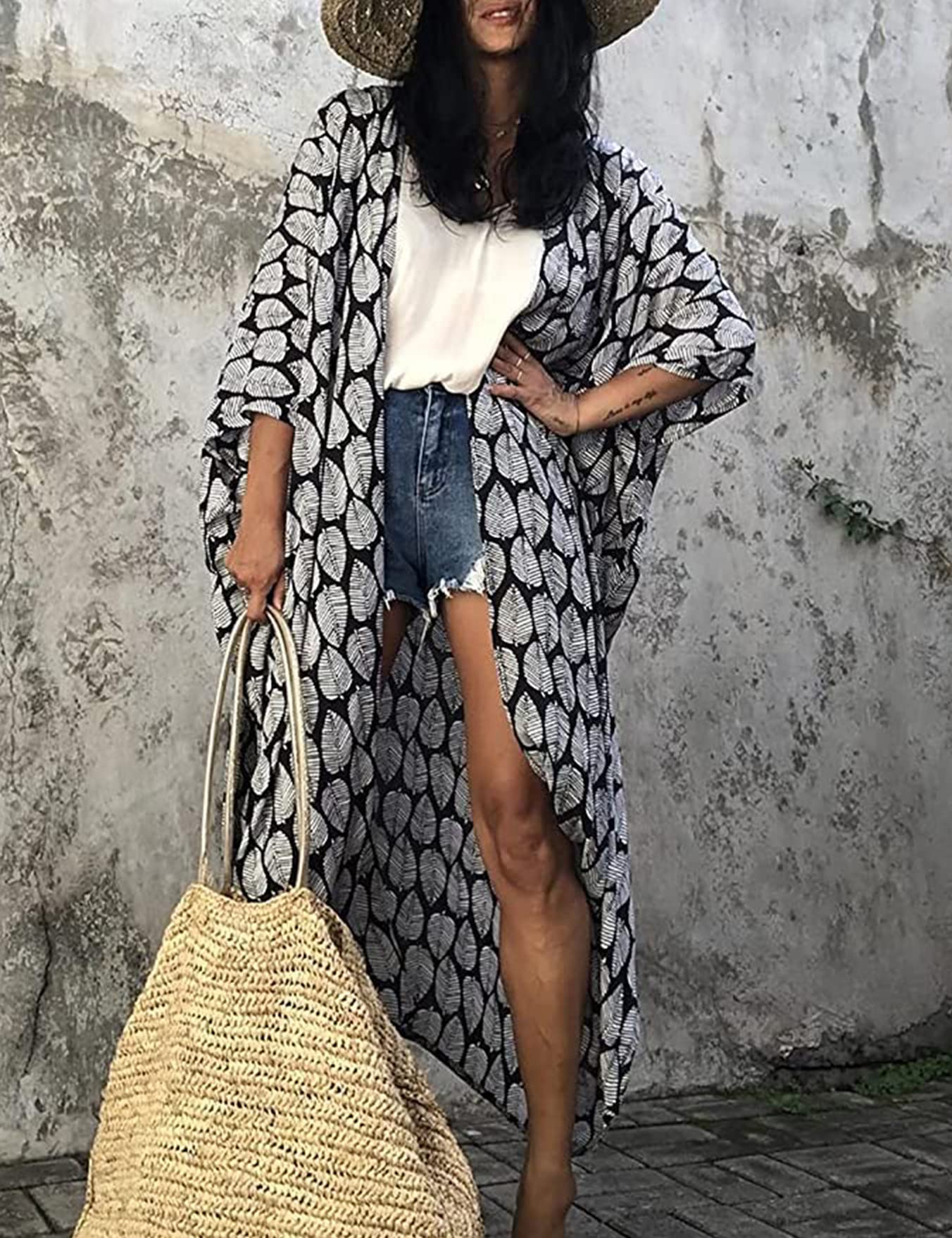 Eleganckie kimono plażowe dla kobiet z długim wiązaniem