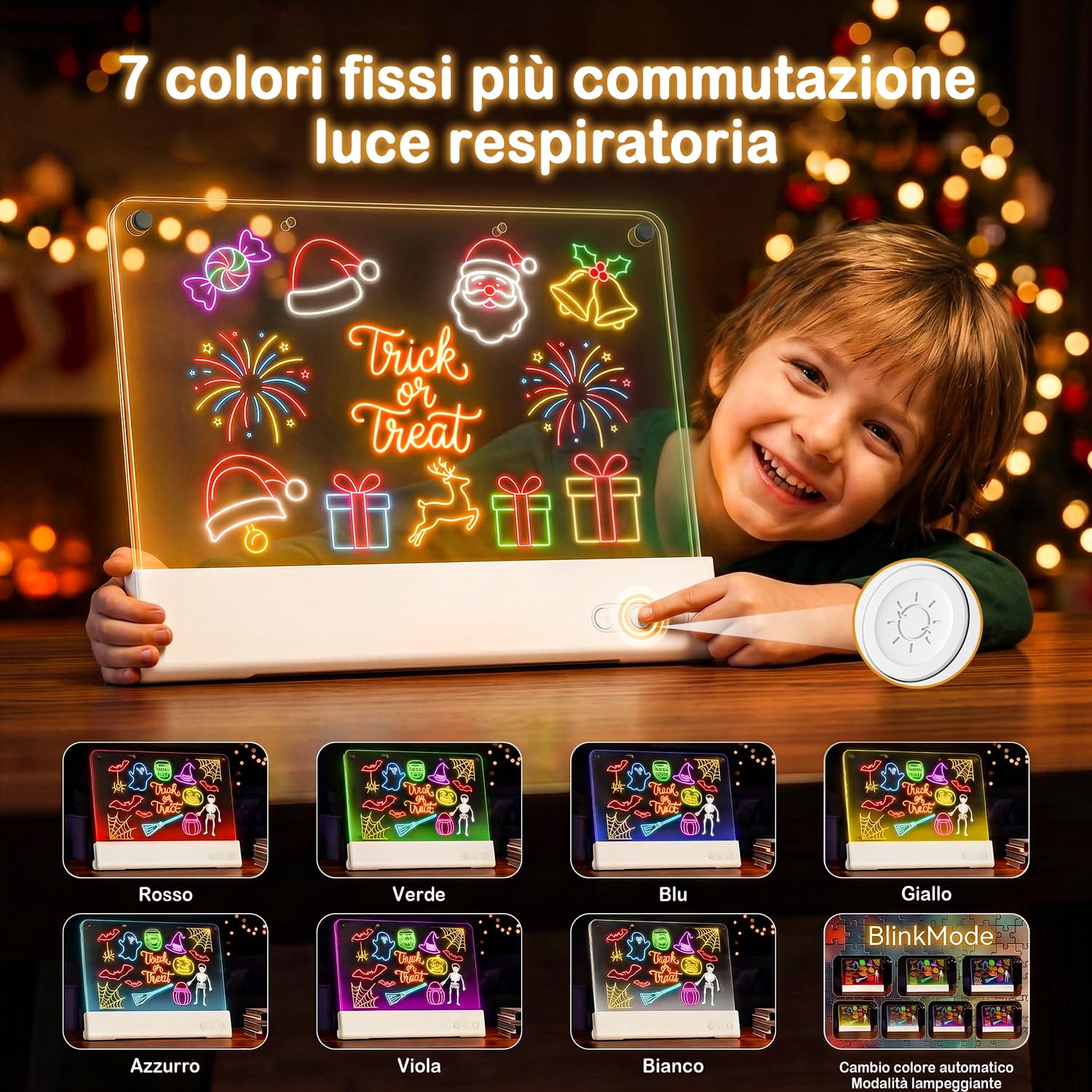 CIMELR Lavagna LED Doppio Strato Ricaricabile, Regalo per Bambini 5-10 Anni | Acrilico 16" ultraresistente, rimovibile e lavabile, 15 modalità luce, 8 pennarelli – perfetto per viaggi e famiglia