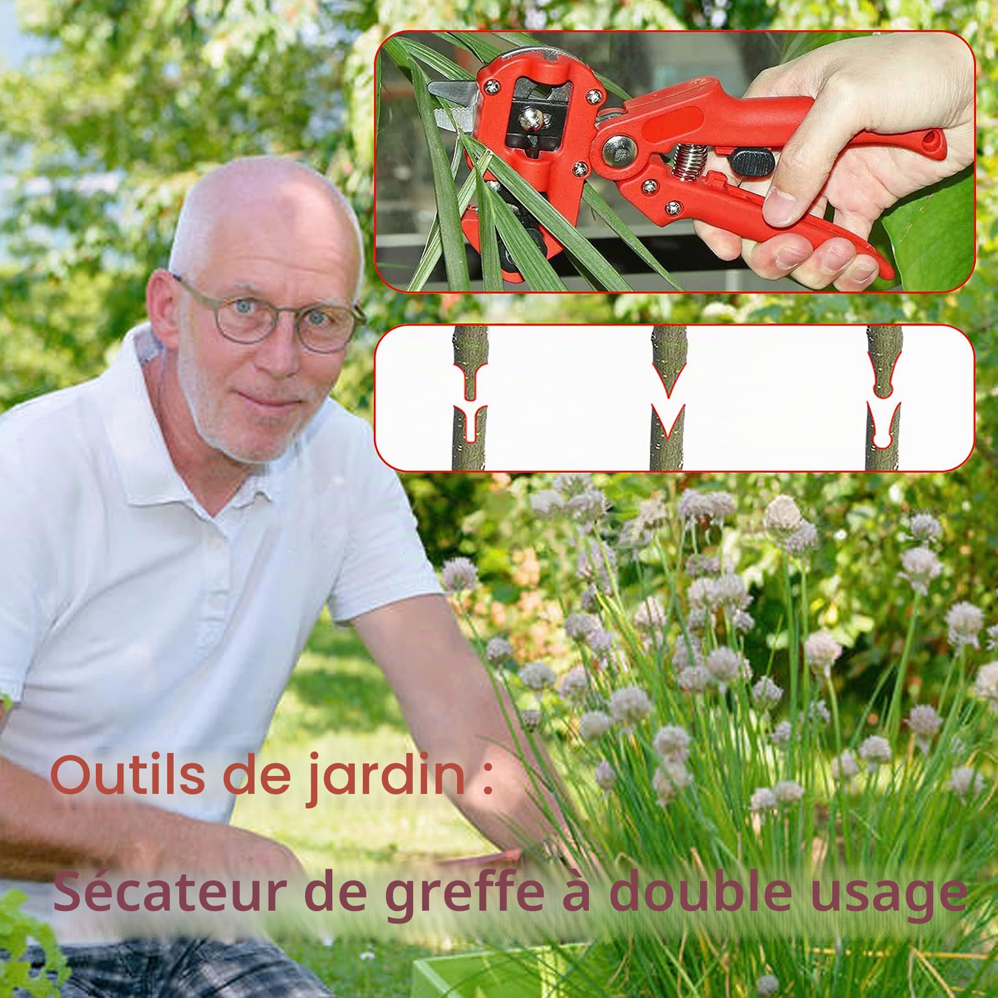 Pince à Greffer Professionnelle D'arbres Fruitiers, Parfaits pour L'élagage et Le Greffage D'arbres Fruitiers et Plantes, avec 8 Lames de Greffe Remplaçables et Rouleau de Ruban et Accessoires,Rouge