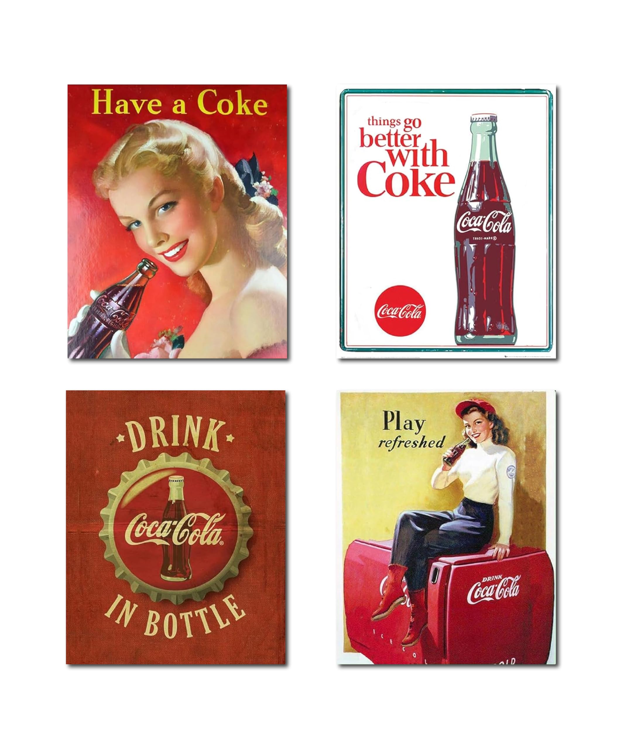 Amazon.com: Vintage Coca-Cola Wall Art Posters (Set of 4) – Retro