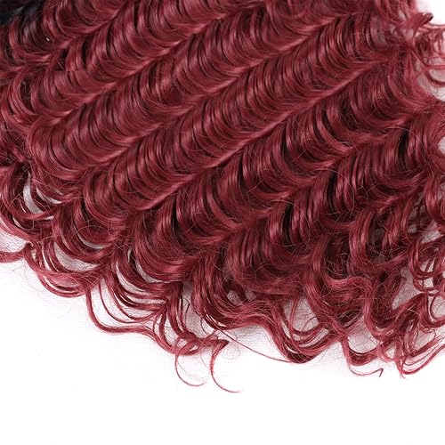 Miniatura 3 de Extensiones de cabello sintético rizado con clip, de doble trama, cabeza completa, ondas profundas, resistentes al calor, grueso, ombré, clip de dos