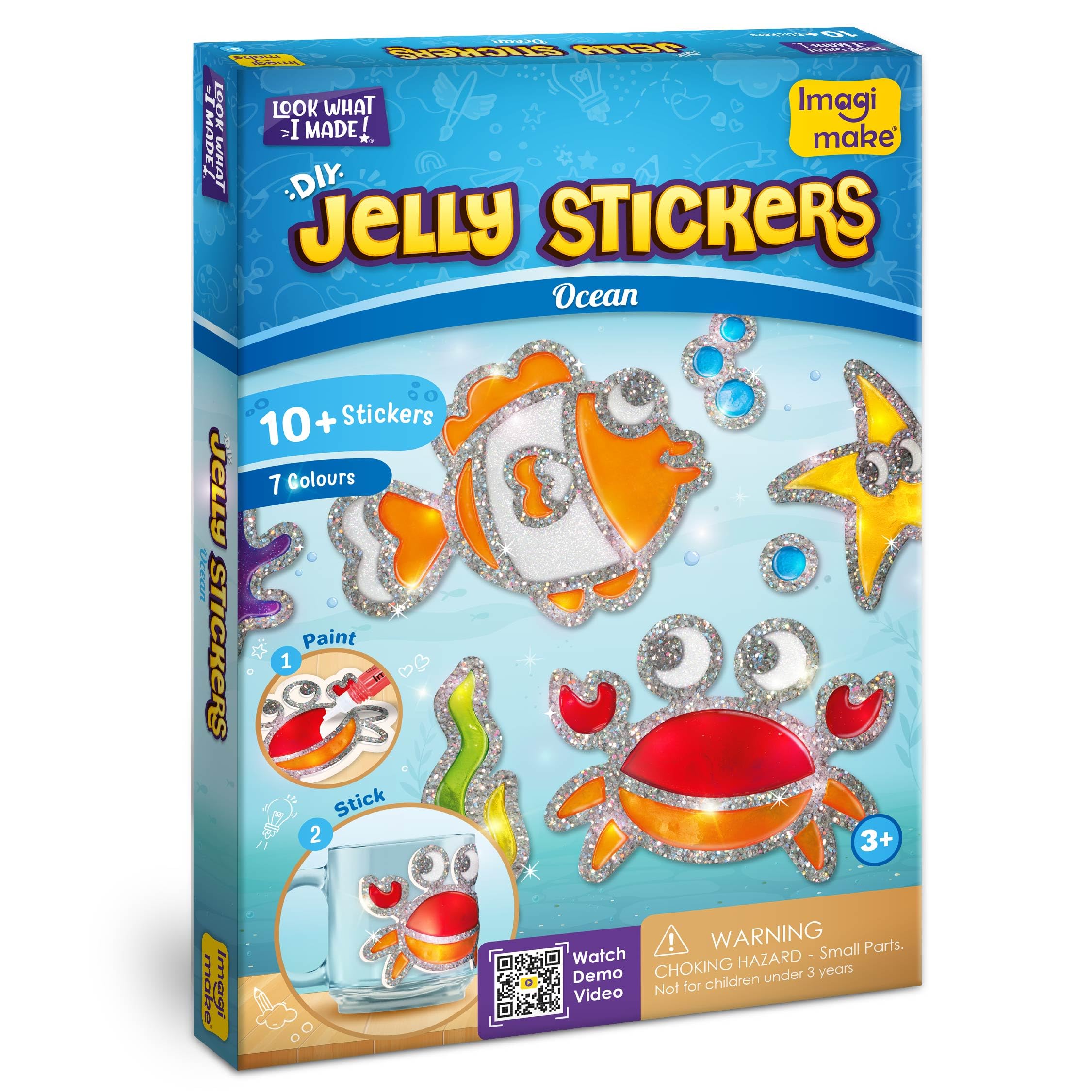 Imagimake DIY Jelly Stickers – Ocean | 3D Gel Stickers Craft Kit for Kids | Window, Bottle & Mug Decoration | Non-Toxic Glass Paints | Age 3+-image-44