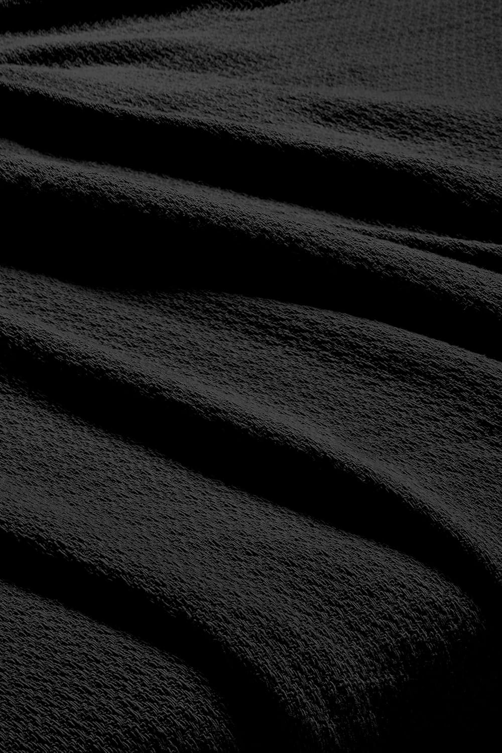 Superior Waffle Weave Cotton Blanket, for Picnic, Beach, Traveling or Camping, Comfy Blanket, Bedroom Decor, Essentials, Cover for Bed, Couch, Lounging, Honeycomb Knit, Full/Queen, Black - Image 8