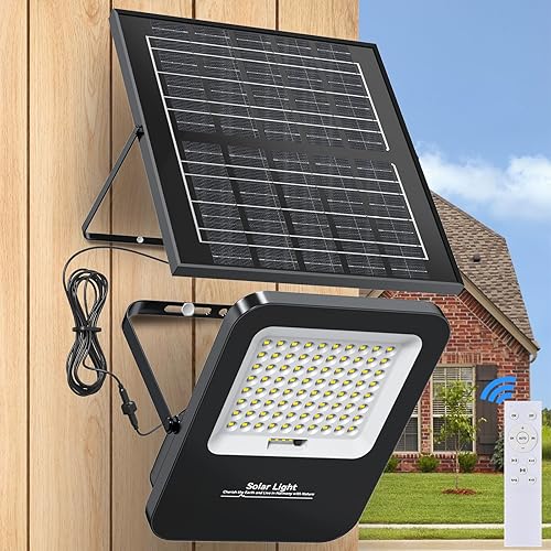 TENKOO Luces solares de inundación para exteriores de 1200 W, luces de calle del atardecer al amanecer, 65000 lm, IP67, impermeable, luz solar para