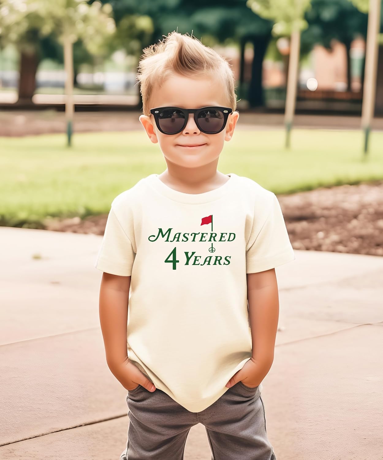 Olive Loves Apple Mastered 4 Years Shirt for Boys & Girls Golf Themed Fourth Birthday T-Shirt for Kids - Image 4