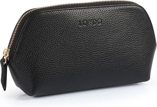 Londo Genuine Leather Makeup Bag Cosmetic Pouch, Travel Organizer, Toiletry Clutch for Women, Stylish & Durable Storage for Essentials